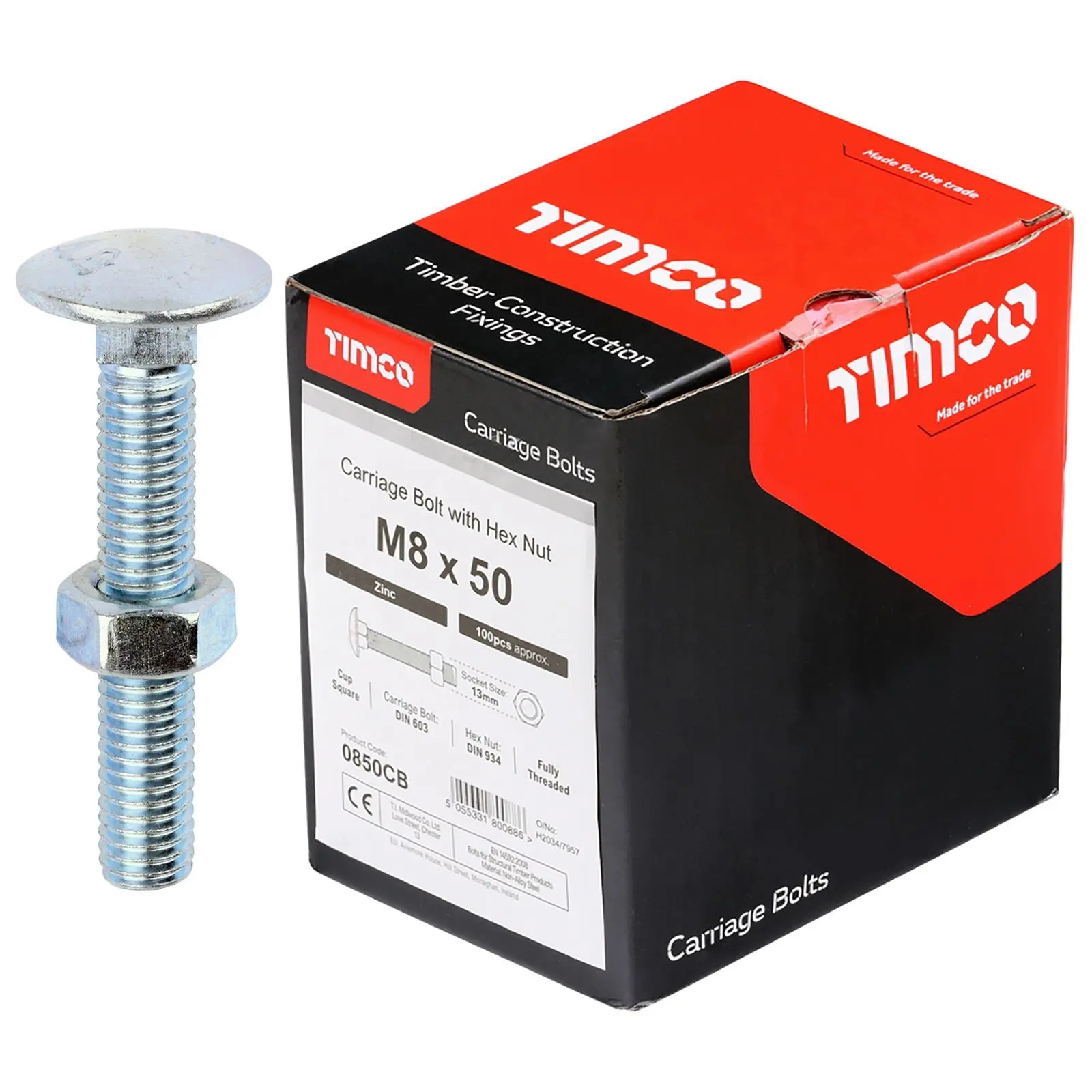 TIMCO Carriage Bolts with Hex Nuts 4.8 Grade Zinc Carbon Steel Boxed M6-M16 - Choose Size - Image 8