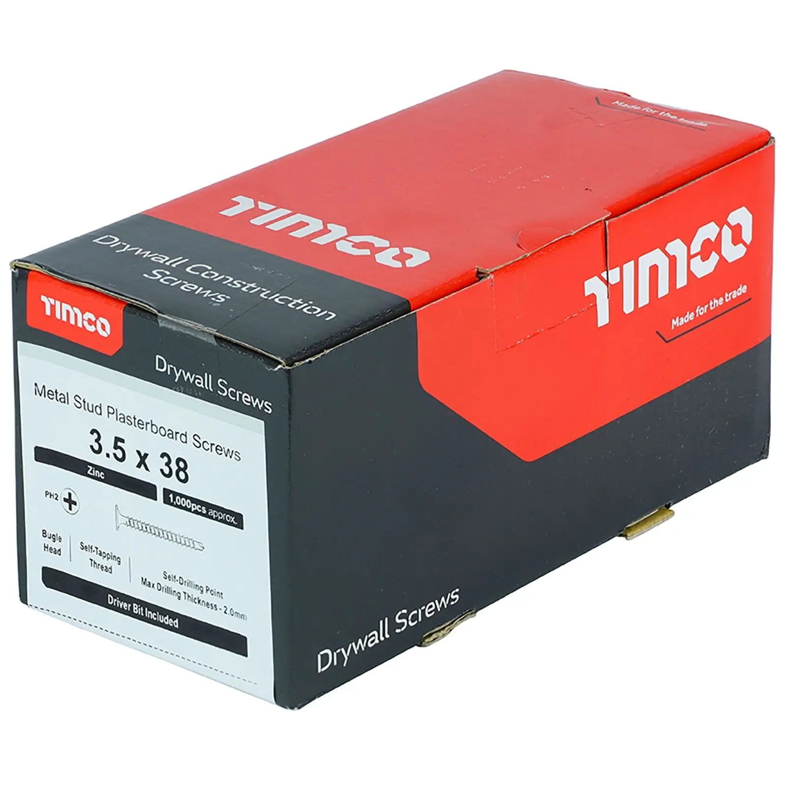 TIMCO Drywall Screws Self Drilling Tapping Screw Countersunk Bugle Head Zinc Phillips - Image 3