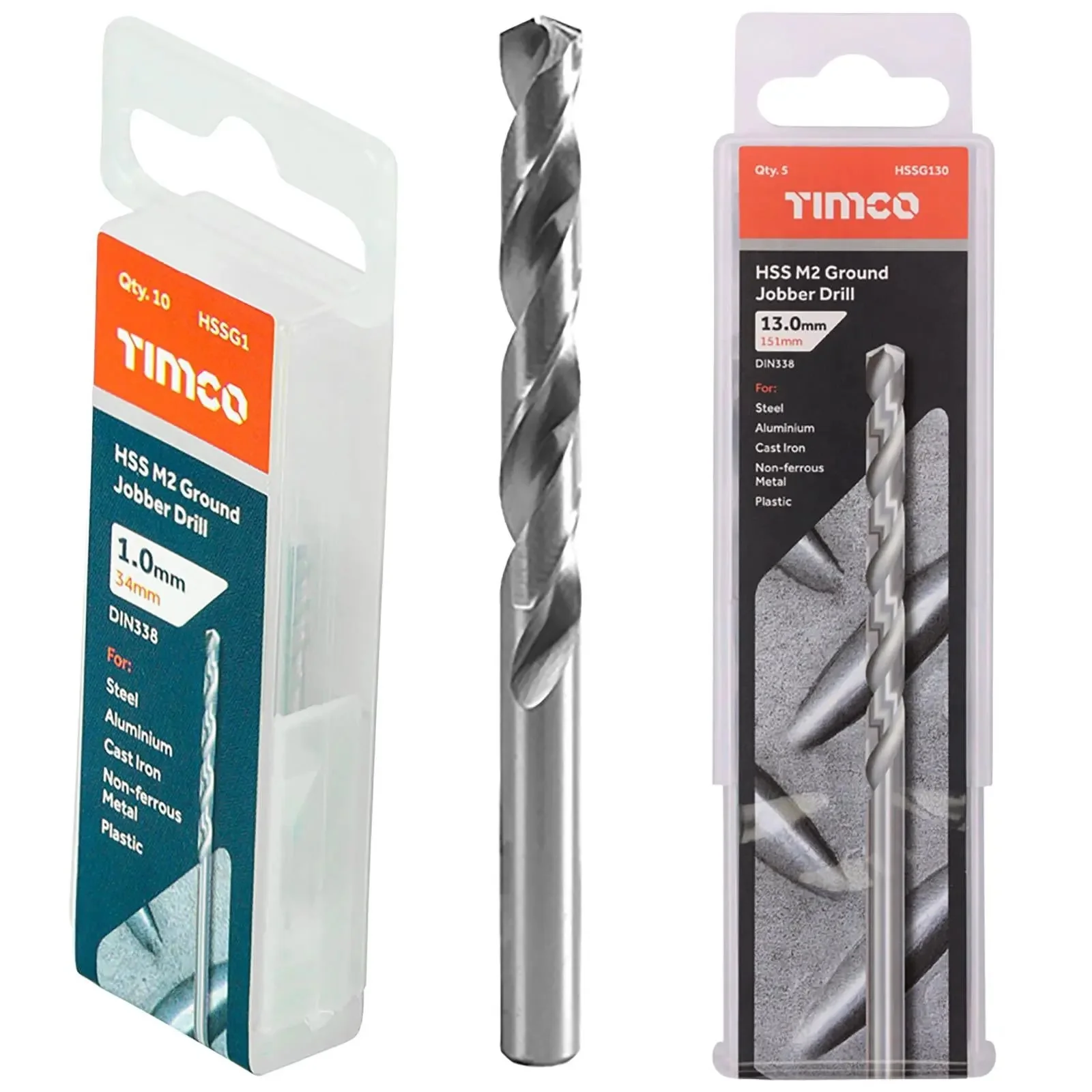 TIMCO HSS Drill Bits M2 Ground Jobber Drill Bit Pack DIN338 - Choose Size