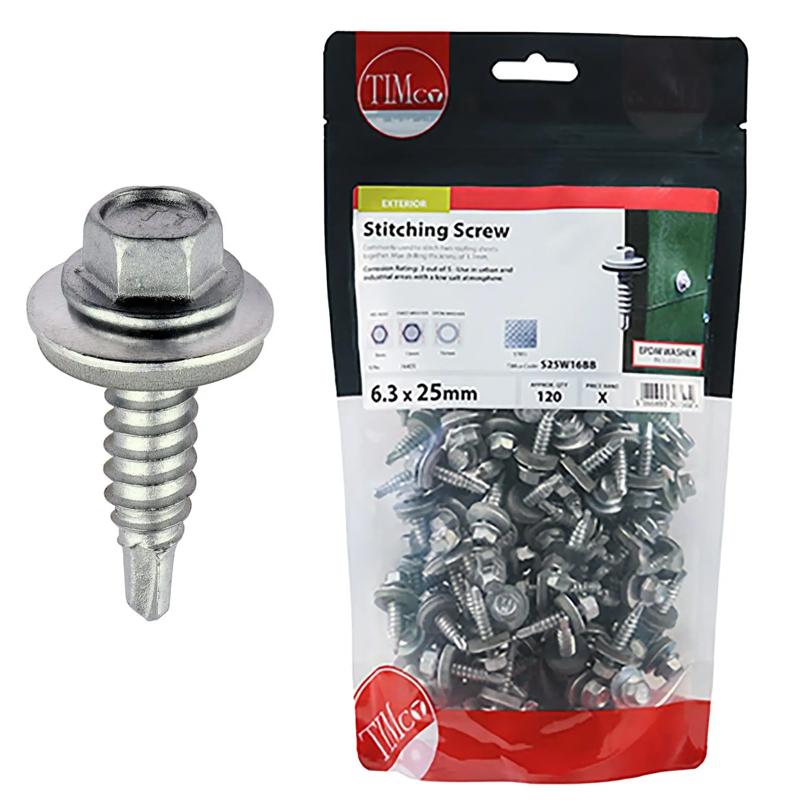 TIMCO Metal Stitching Screw for Sheet to Sheet 16mm EPDM Washer Bi-Metal Exterior Zinc - Choose Size - Image 6