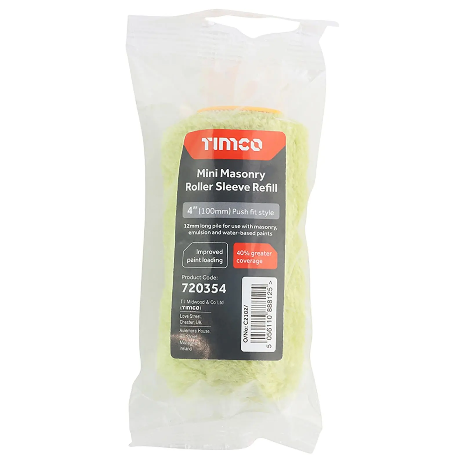 TIMCO Mini Masonry Paint Roller Sleeve Refill 100mm 4" Long Pile 12mm - Image 3