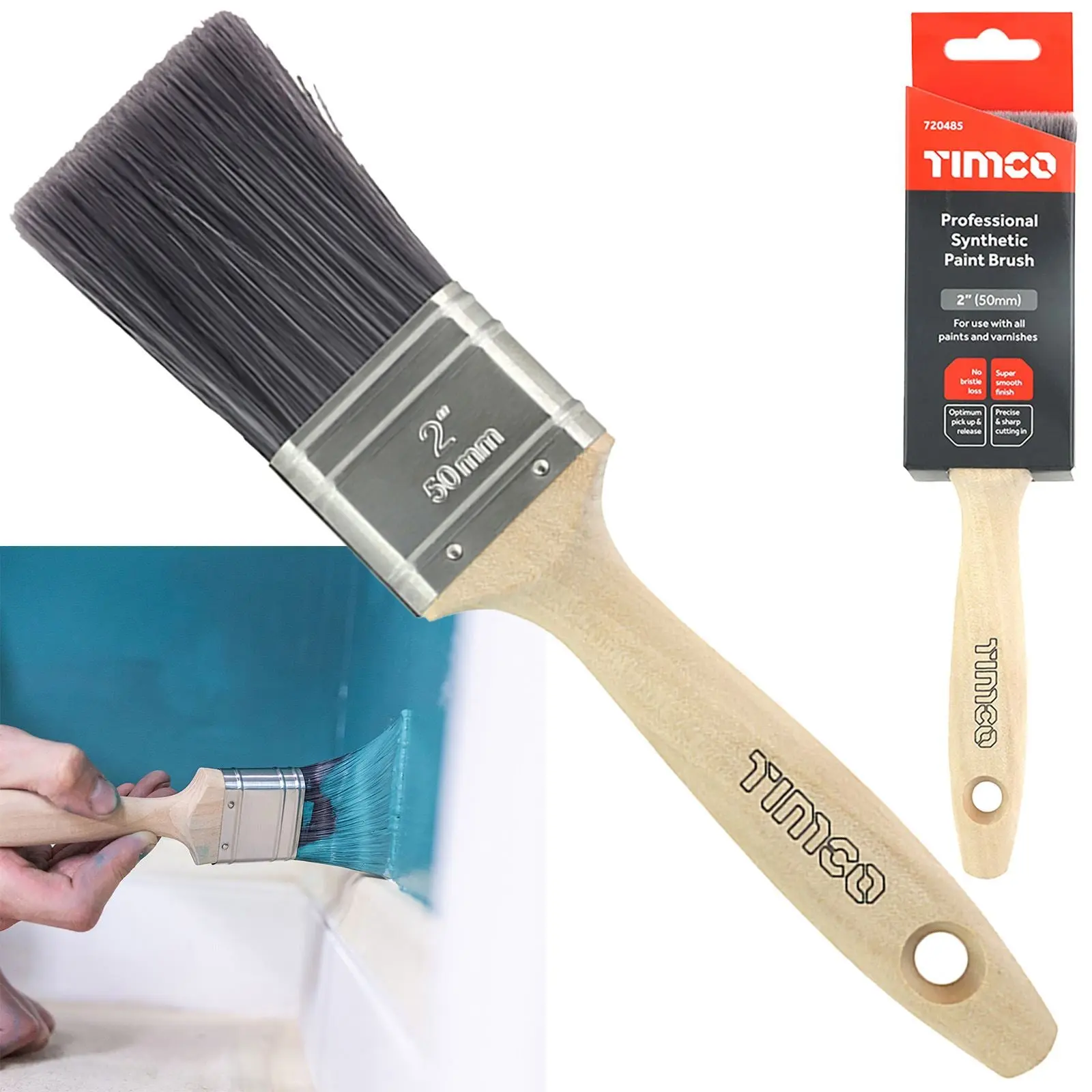TIMCO Paint Brushes Professional Synthetic No Bristle Loss Brush 25-63mm - Choose Size - Image 3