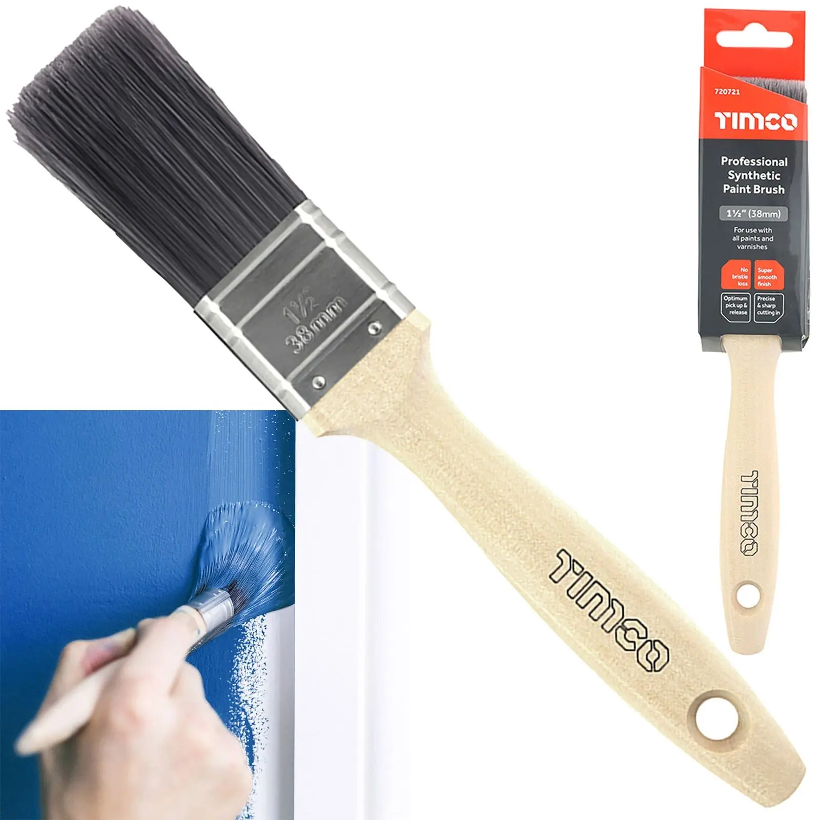 TIMCO Paint Brushes Professional Synthetic No Bristle Loss Brush 25-63mm - Choose Size - Image 5