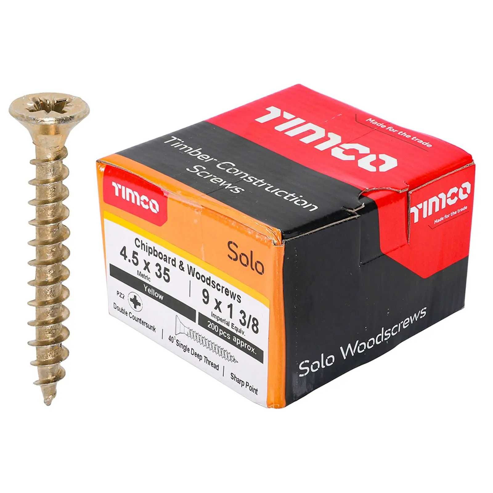 TIMCO SOLO Wood Screws Yellow Double Countersunk Pozi Boxed - Choose Size - Image 2