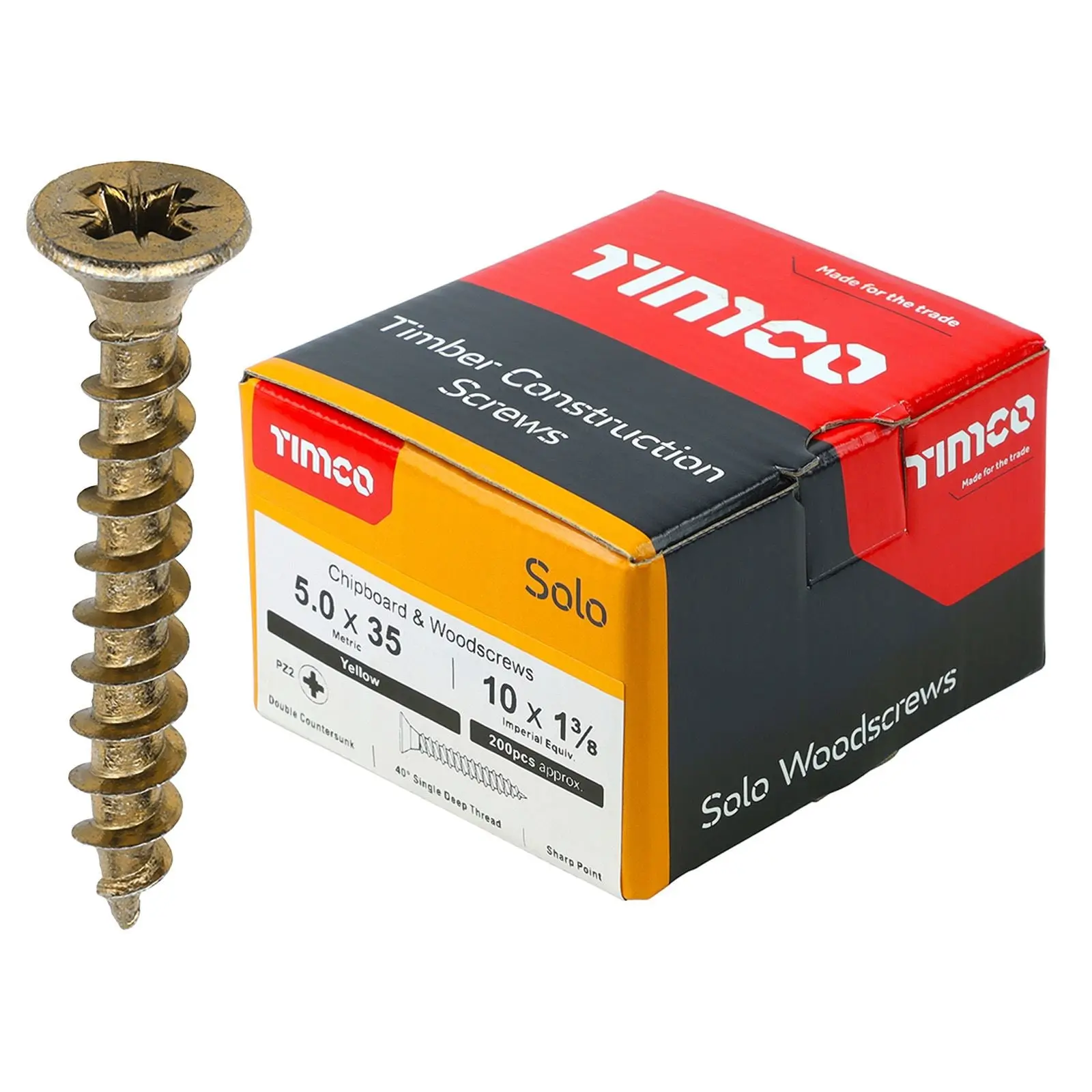 TIMCO SOLO Wood Screws Yellow Double Countersunk Pozi Boxed - Choose Size - Image 58
