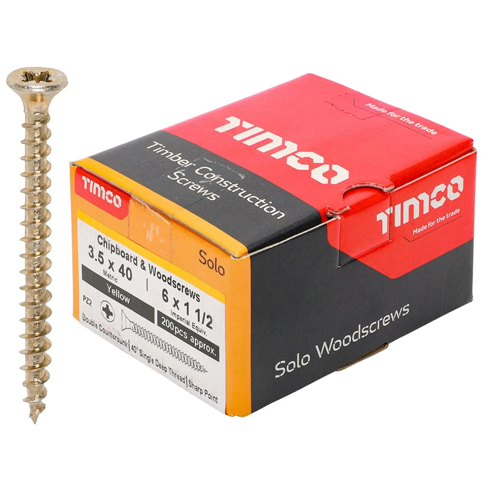 TIMCO SOLO Wood Screws Yellow Double Countersunk Pozi Boxed - Choose Size - Image 7
