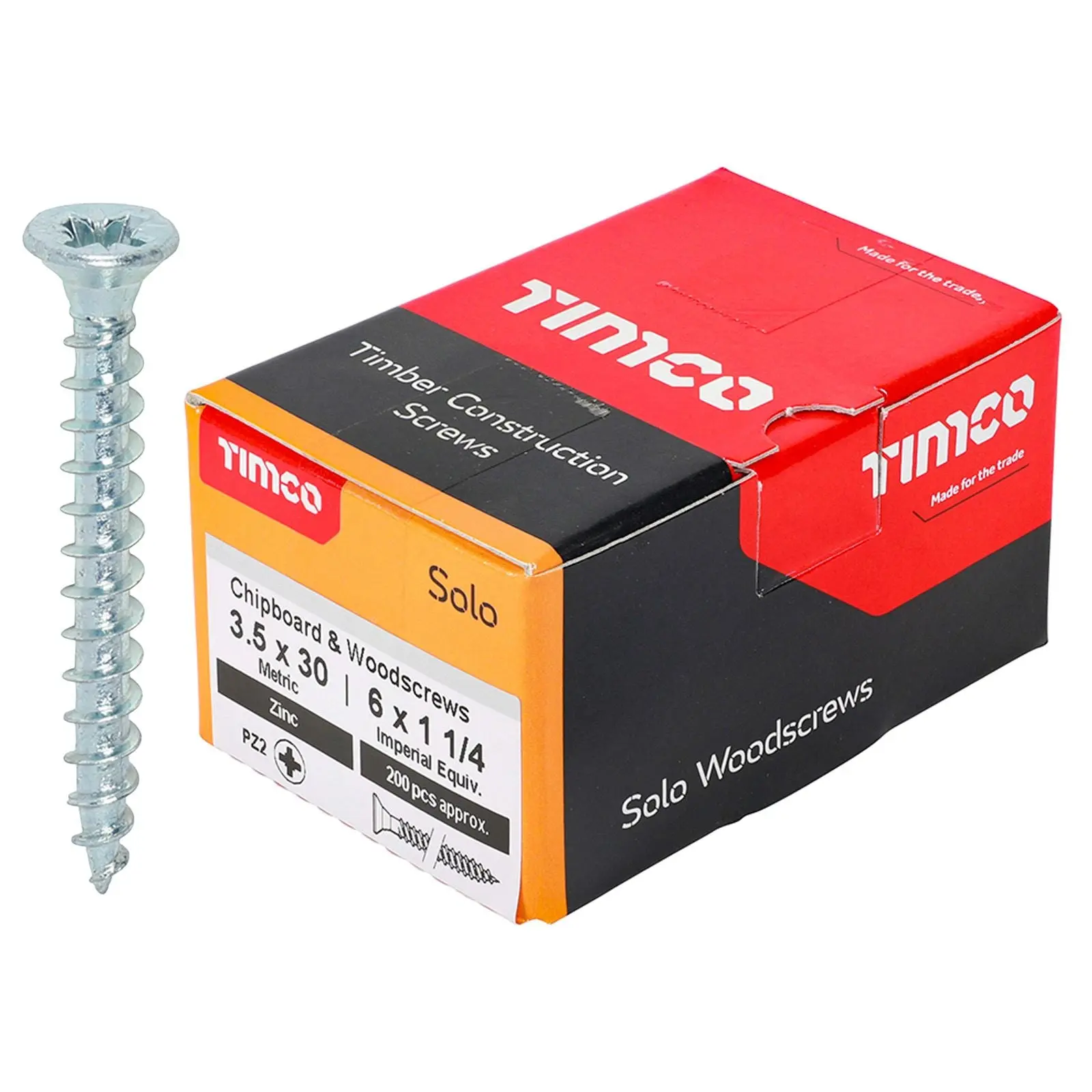 TIMCO SOLO Wood Screws Zinc Double Countersunk Pozi Boxed - Choose Size
