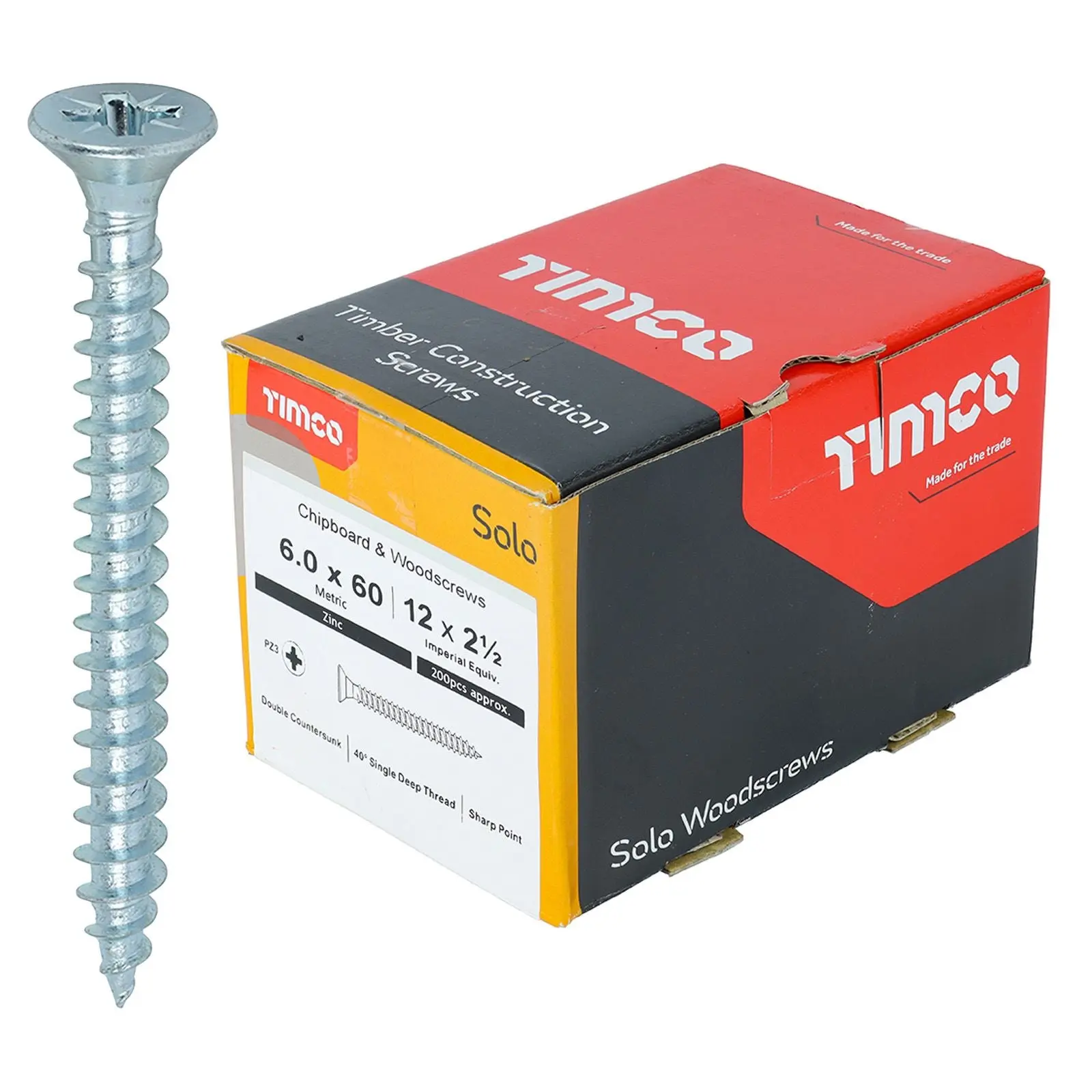 TIMCO SOLO Wood Screws Zinc Double Countersunk Pozi Boxed - Choose Size - Image 43