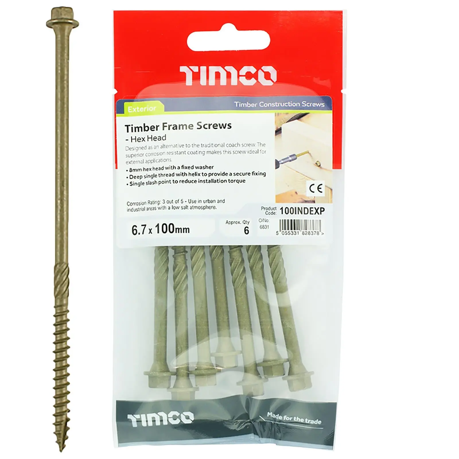 TIMCO Timber Framing and Landscaping Screws Hex Head Exterior Green Orgainc 6.7mm - Image 14