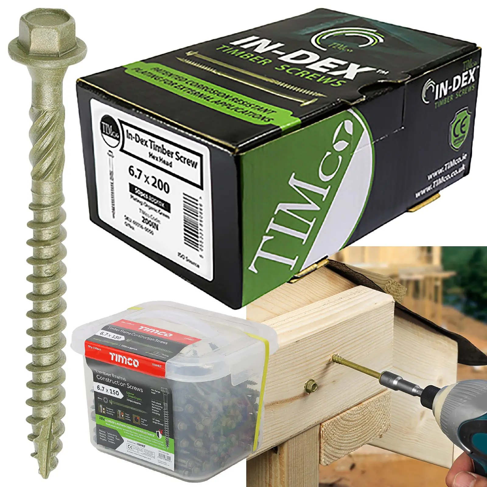 TIMCO Timber Framing and Landscaping Screws Hex Head Exterior Green Orgainc 6.7mm - Image 15