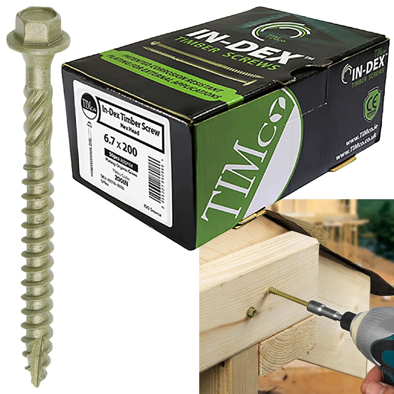 TIMCO Timber Framing and Landscaping Screws Hex Head Exterior Green Orgainc 6.7mm - Image 3