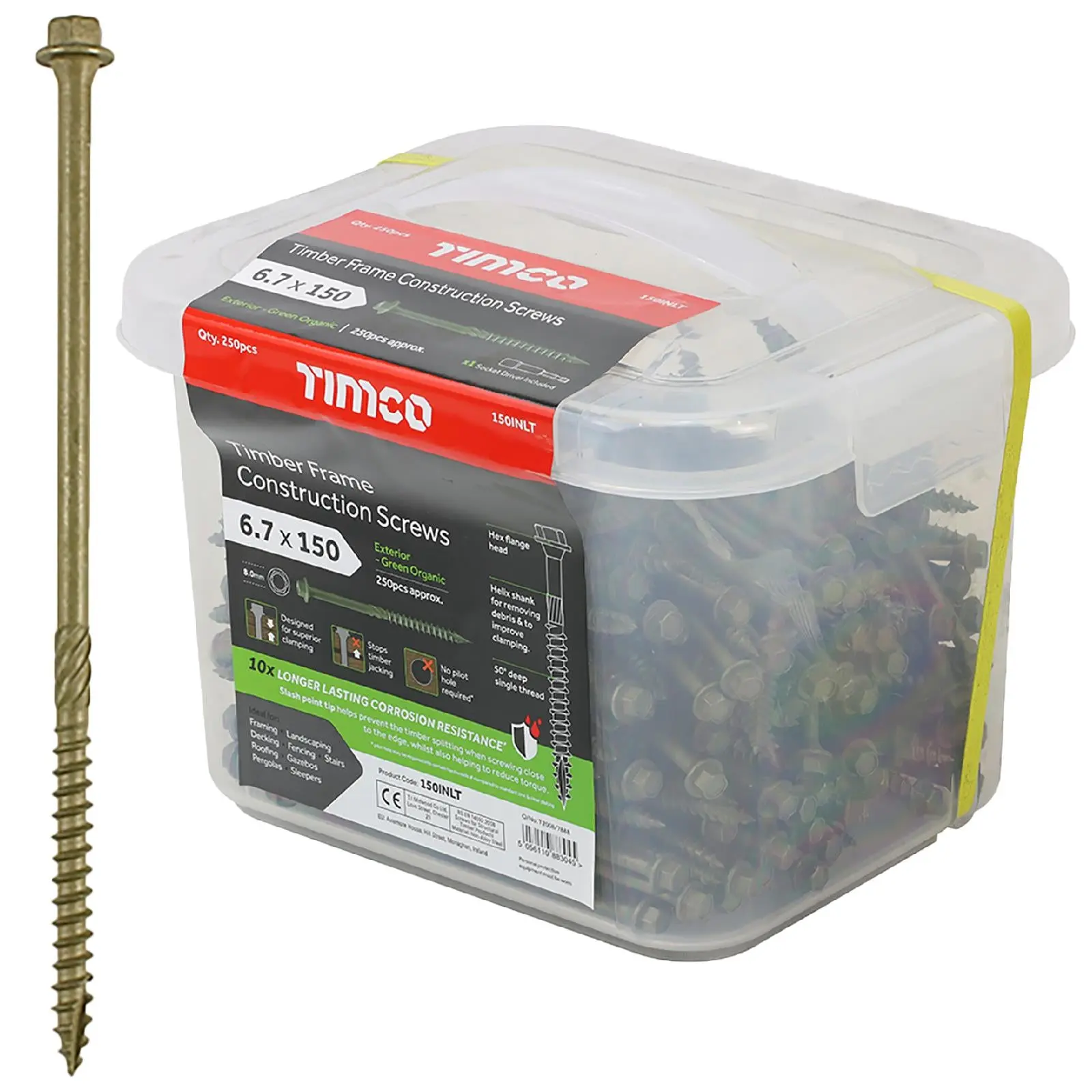 TIMCO Timber Framing and Landscaping Screws Hex Head Exterior Green Orgainc 6.7mm - Image 7