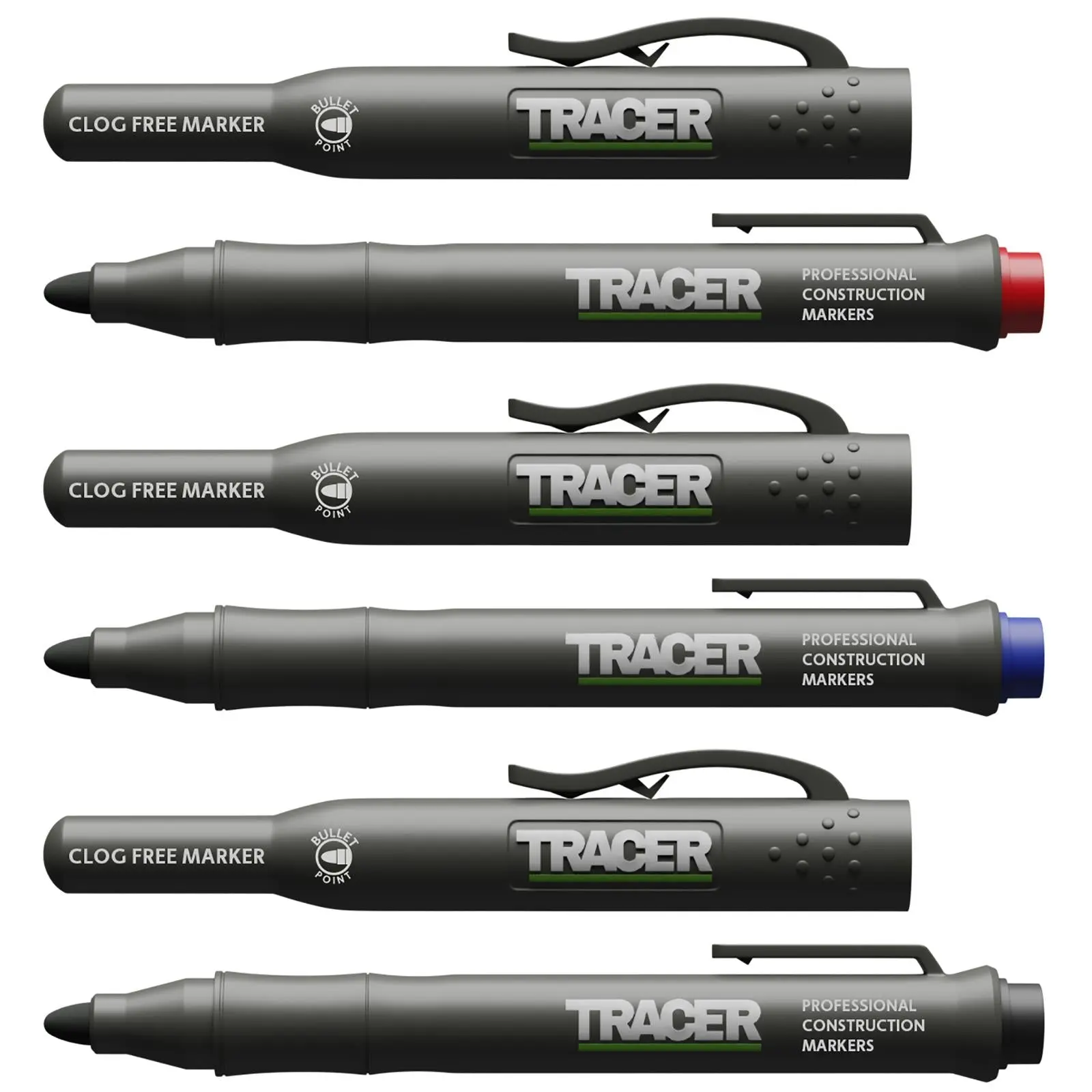 TRACER Clog Free Permanent Marker Kit 3 Piece Pack (Black Blue Red) comes with Site Holsters - Image 6