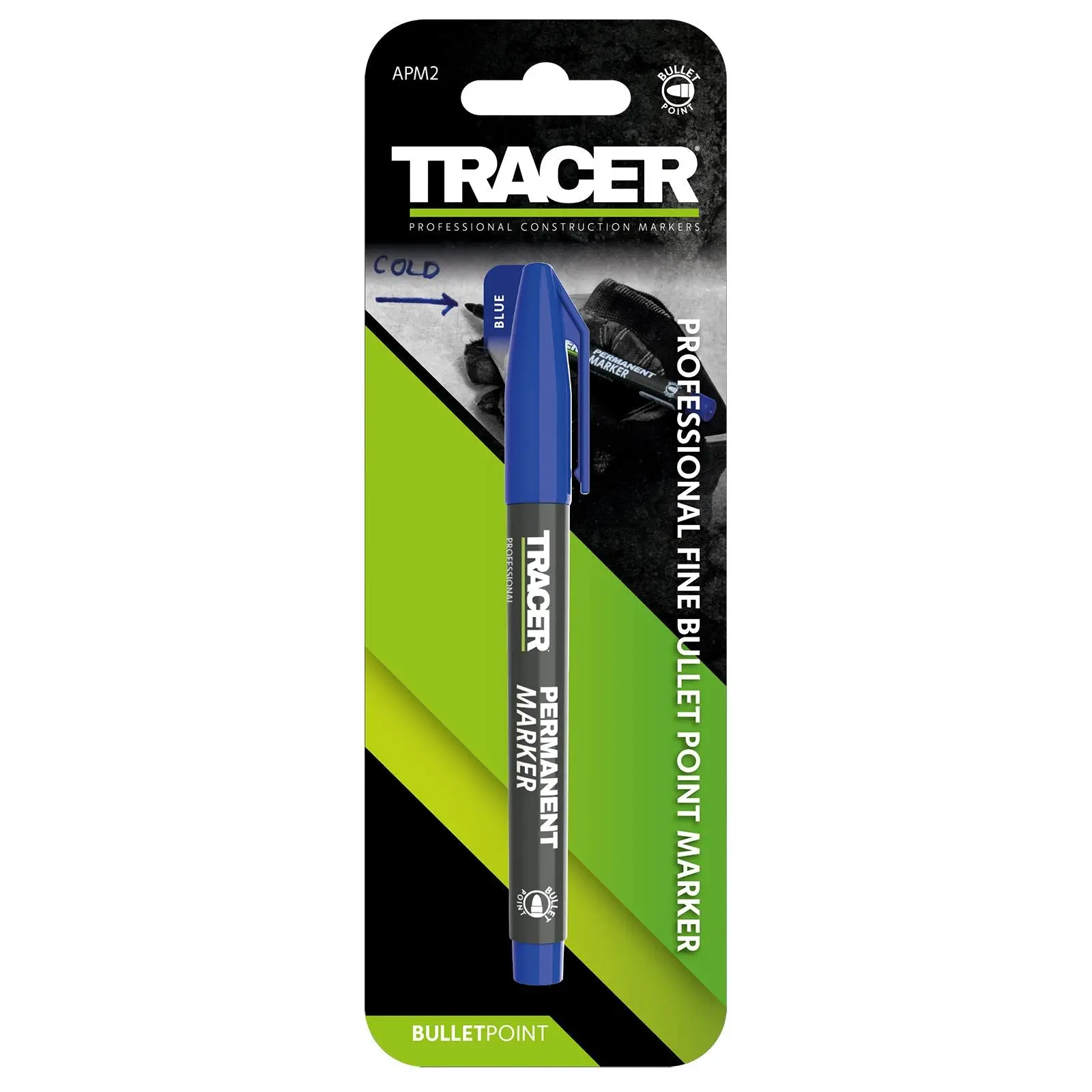 TRACER Permanent Marker Pen Blue 1-2mm Fine Bullet Point - Image 2
