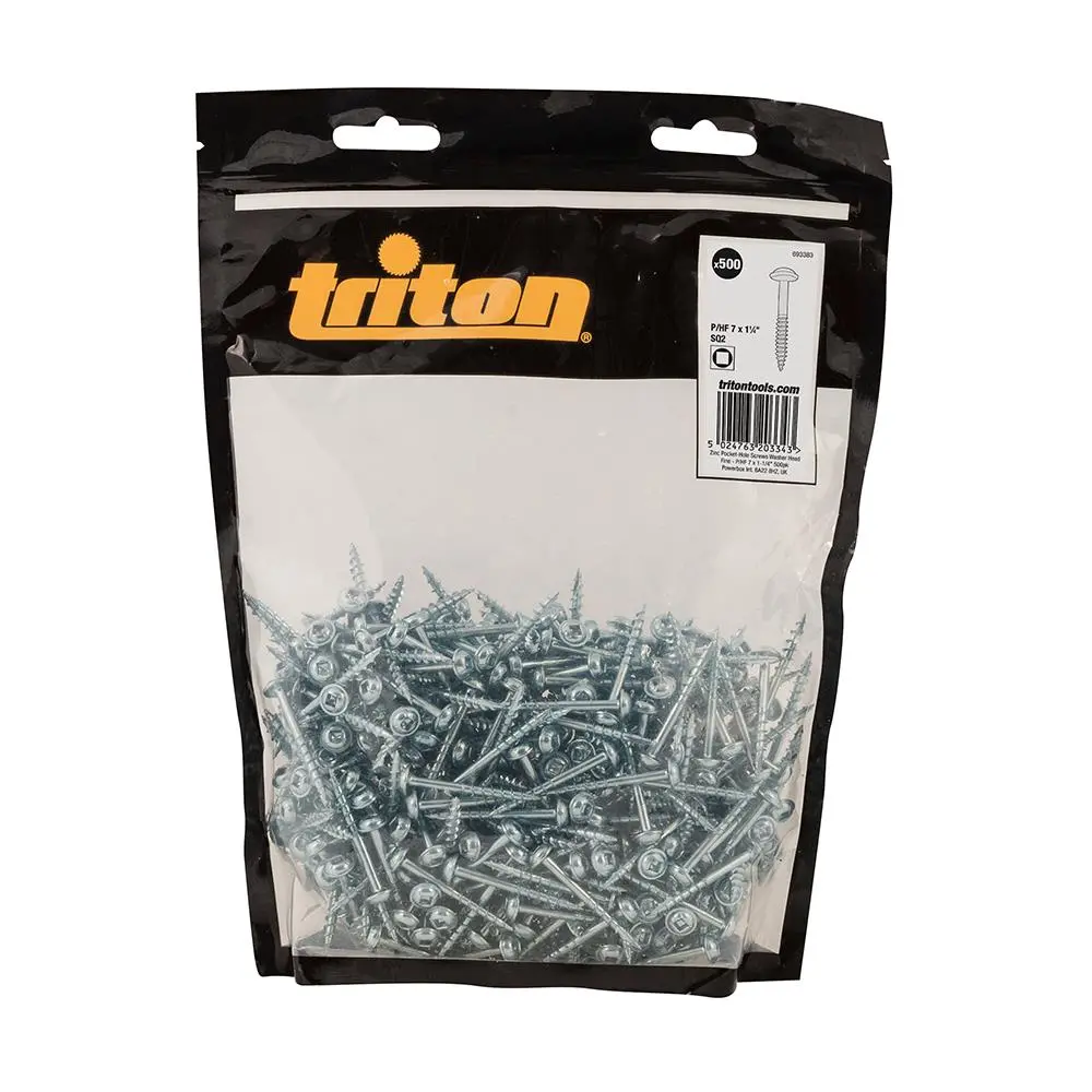 Triton Zinc Pocket-Hole Screws Washer Head Fine P/HF 7 x 1-1/4" 500pk 693383 - Image 2