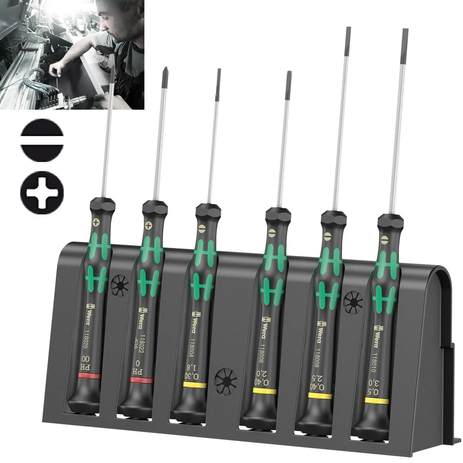 Wera Kraftform Micro Screwdriver Set 6 Piece Phillips Slotted 2035/6 A
