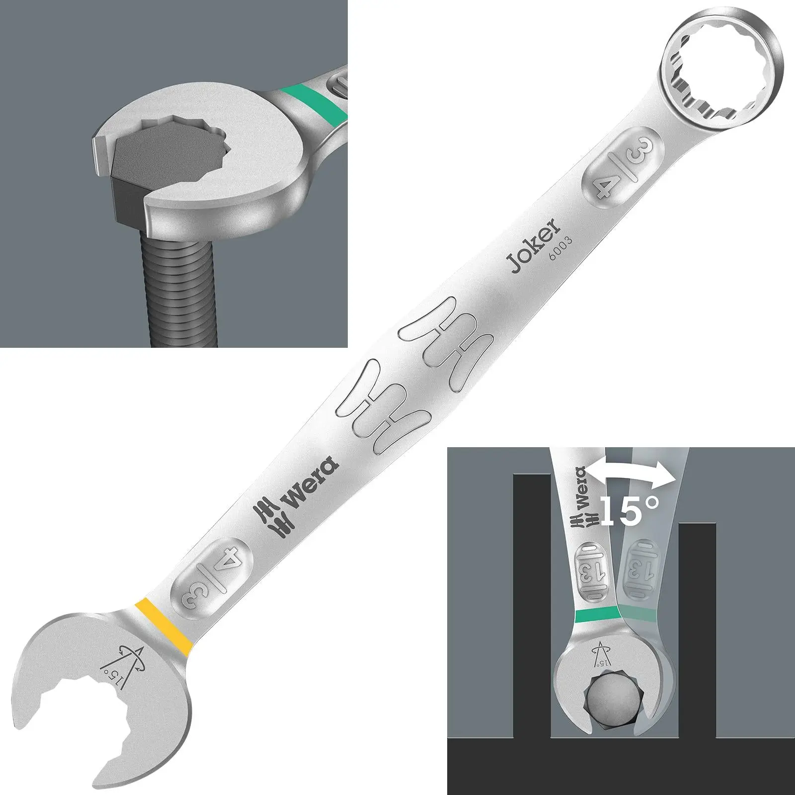 Wera 6003 Joker Combination Spanner Wrench Open End Ring Imperial - Image 13