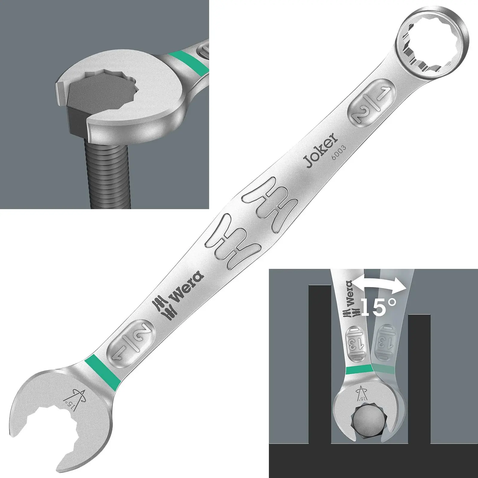 Wera 6003 Joker Combination Spanner Wrench Open End Ring Imperial - Image 9