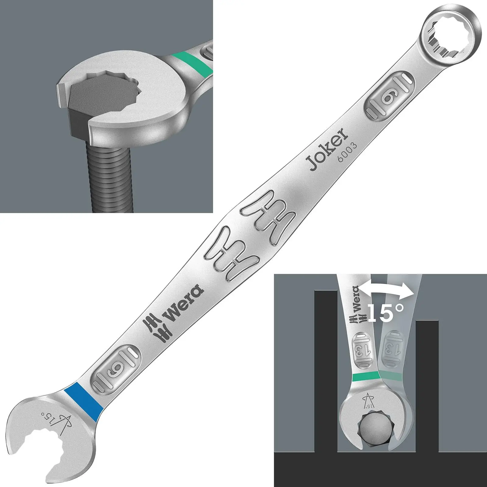 Wera 6003 Joker Combination Spanner Wrench Open End Ring Metric - Image 27