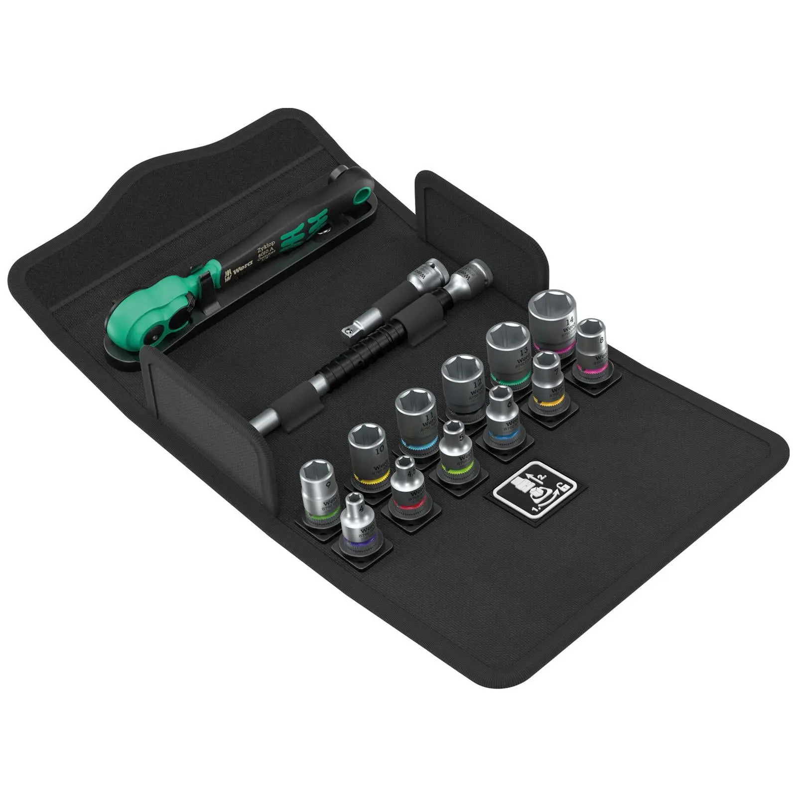 Wera 8100 SA 13 Zyklop Comfort Ratchet Set Reversible 1/4" Drive Metric in Case 15 Pieces