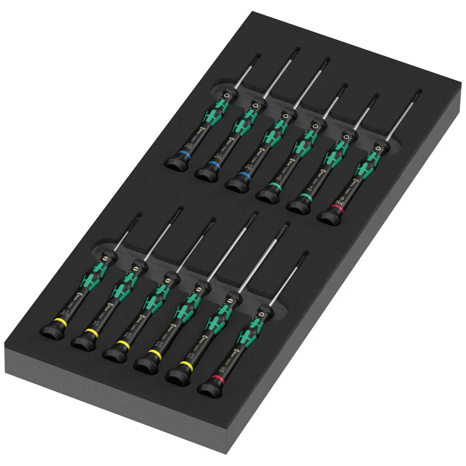 Wera 9716 Foam Insert Kraftform Micro Screwdriver Set 2 Precision Screwdrivers 13 Pieces