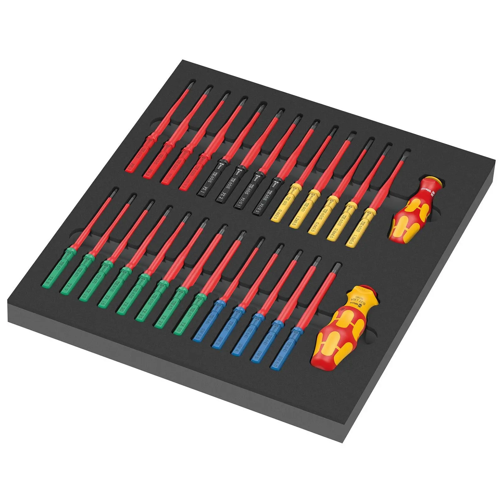Wera Foam Insert Interchangable VDE Screwdriver Set Kraftform Kompakt VDE Set 1 9751 28 Pieces - Image 3