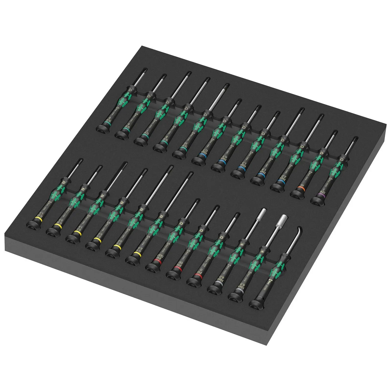 Wera Foam Insert Micro Precision Screwdriver Set 1 Kraftform 9715 Free Spin Cap 24 Pieces - Image 3