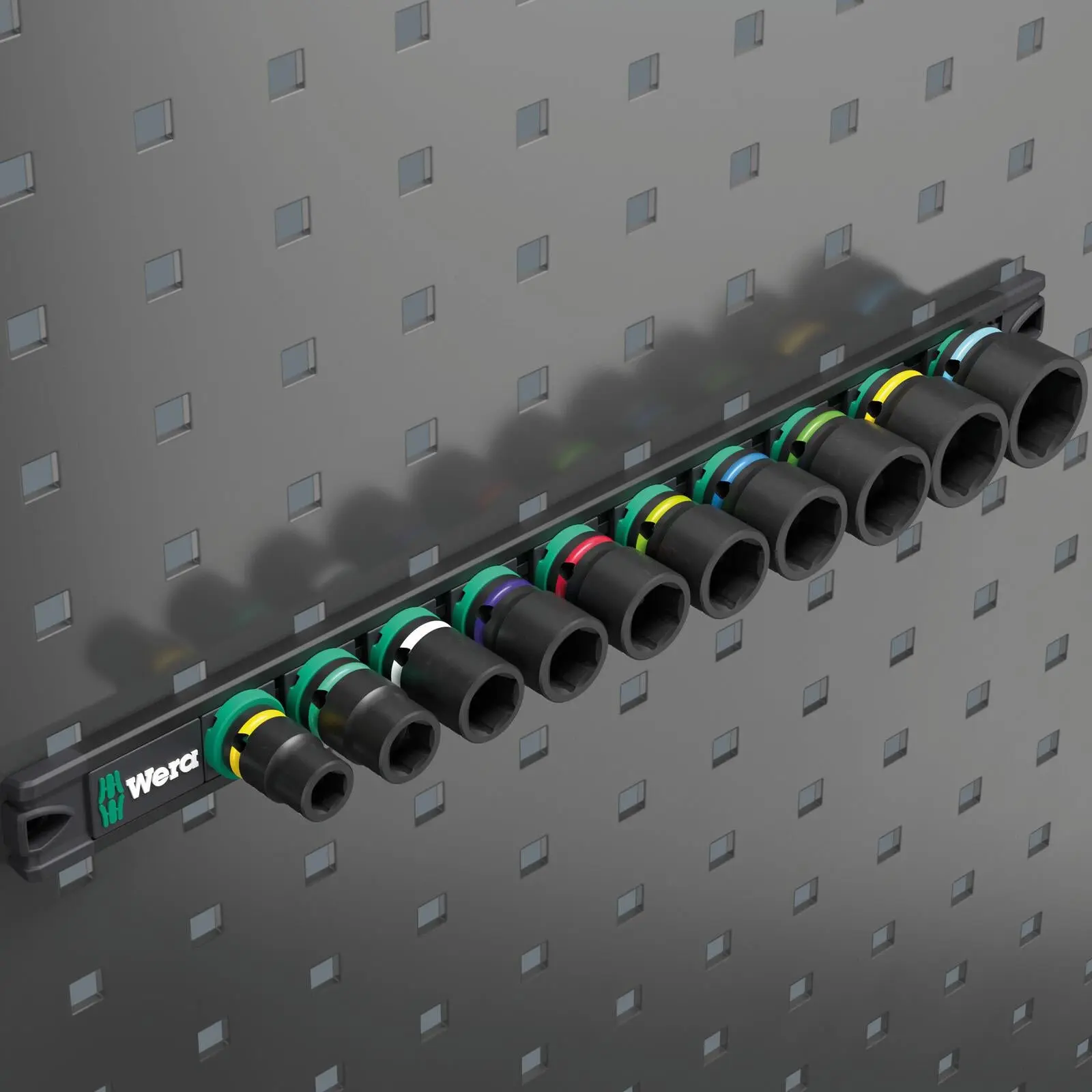 Wera Impact Socket Set 3/8" Drive 10 Piece 9607 Magnetic Rail B Impaktor 1 Metric 10-24mm - Image 2