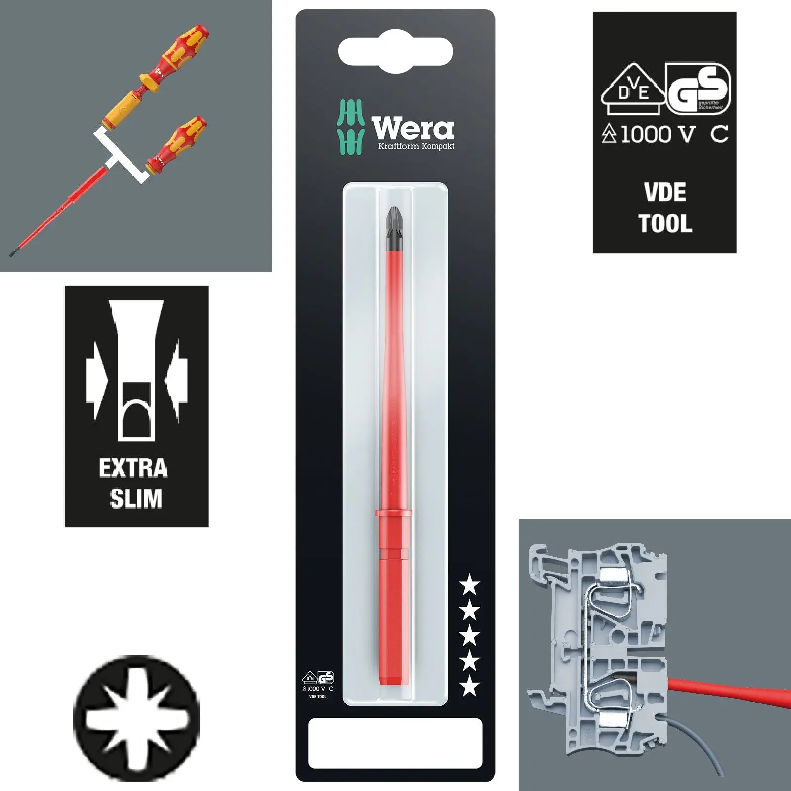 Wera Interchangeable Screwdriver Blade VDE Kraftform Kompakt Individual Phillips Pozi Slotted Torx Hex - Image 2