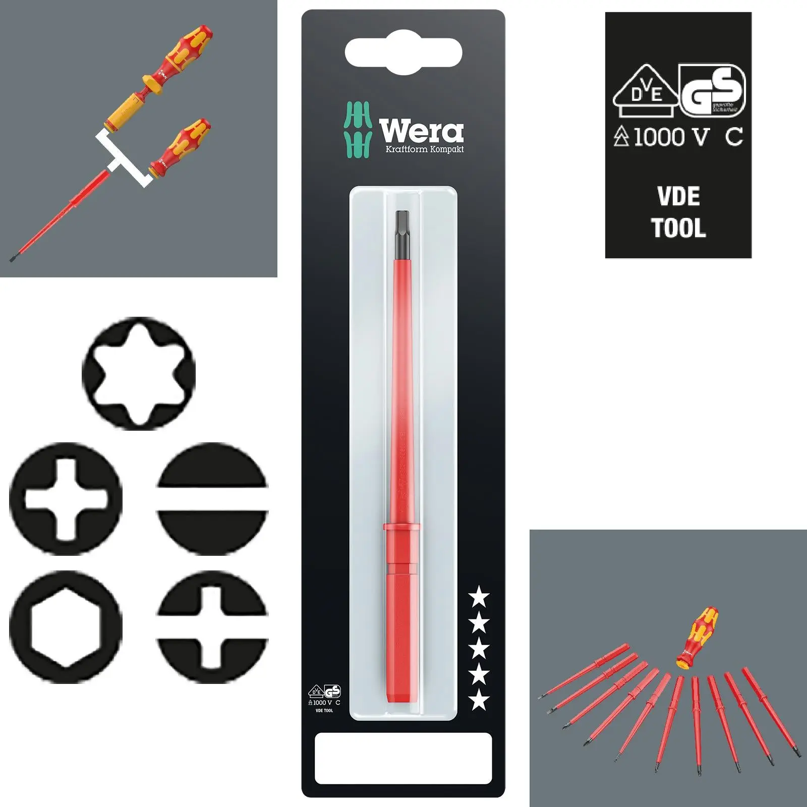 Wera Interchangeable Screwdriver Blade VDE Kraftform Kompakt Individual Phillips Pozi Slotted Torx Hex - Image 8