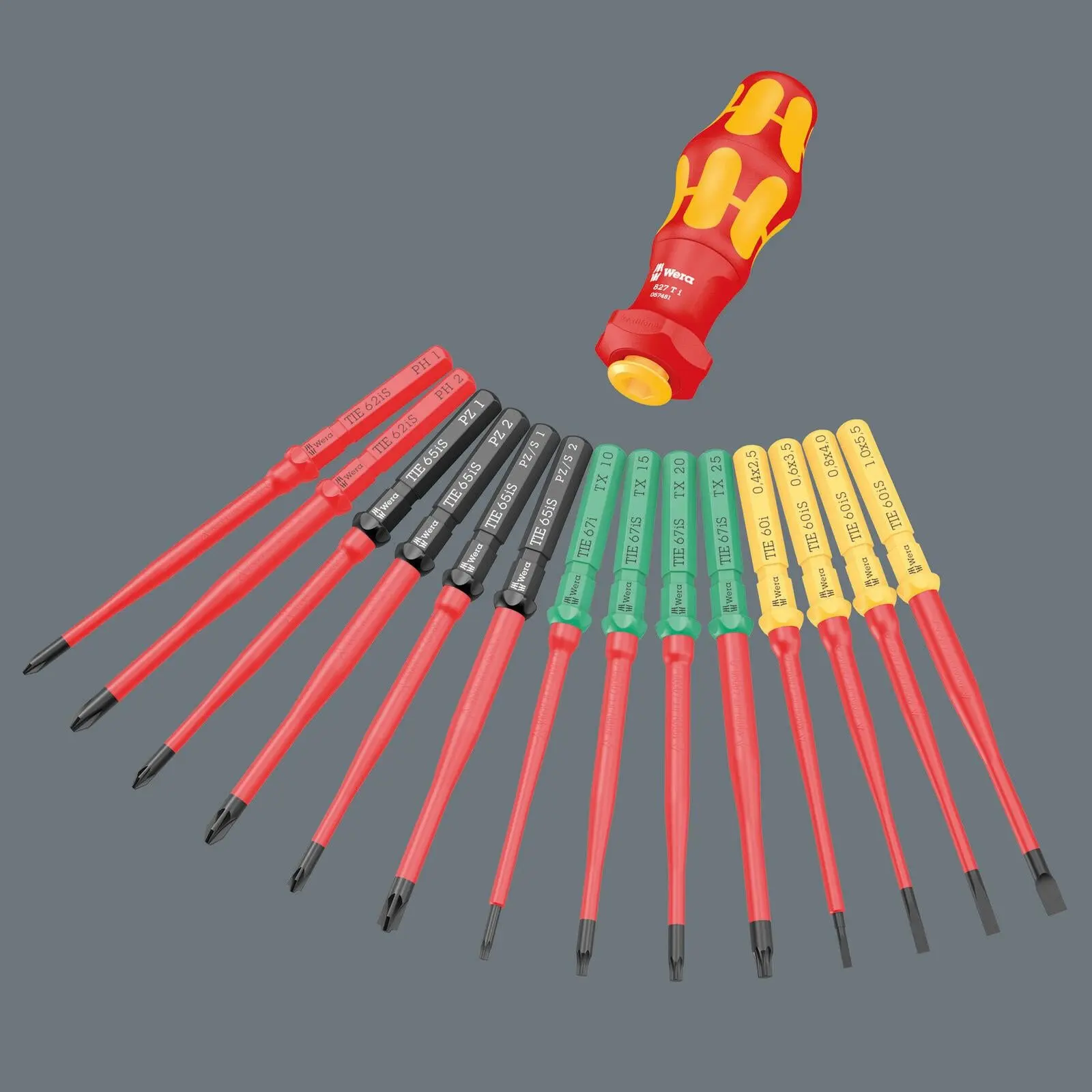 Wera Interchangeable VDE Screwdriver Set Kraftform Kompakt Turbo I Imperial 1 Tool Finder 16 Pieces Phillips Slotted Torx Square - Image 7