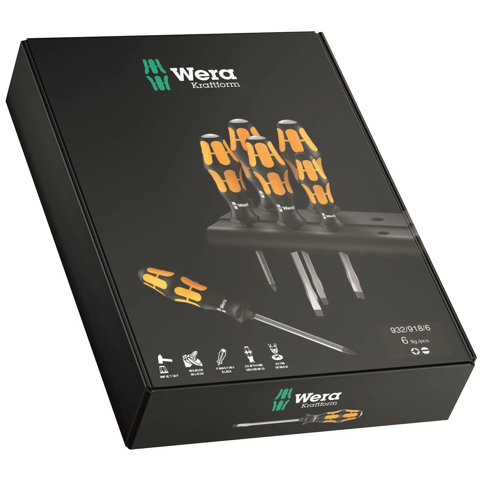 Wera Kraftform Chiseldriver Screwdriver Set and Rack 6 Piece Pozi Slotted - Image 3