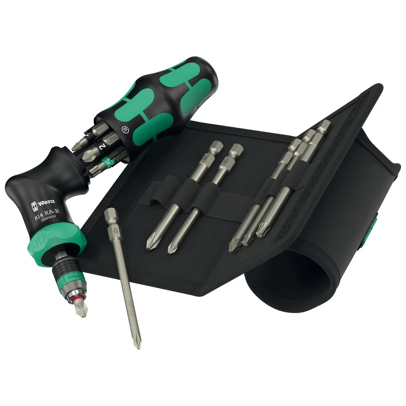 Wera Ratchet Screwdriver Kraftform Kompakt Pistol RA-R 2 with Holster 13 Pieces PH PZ TX