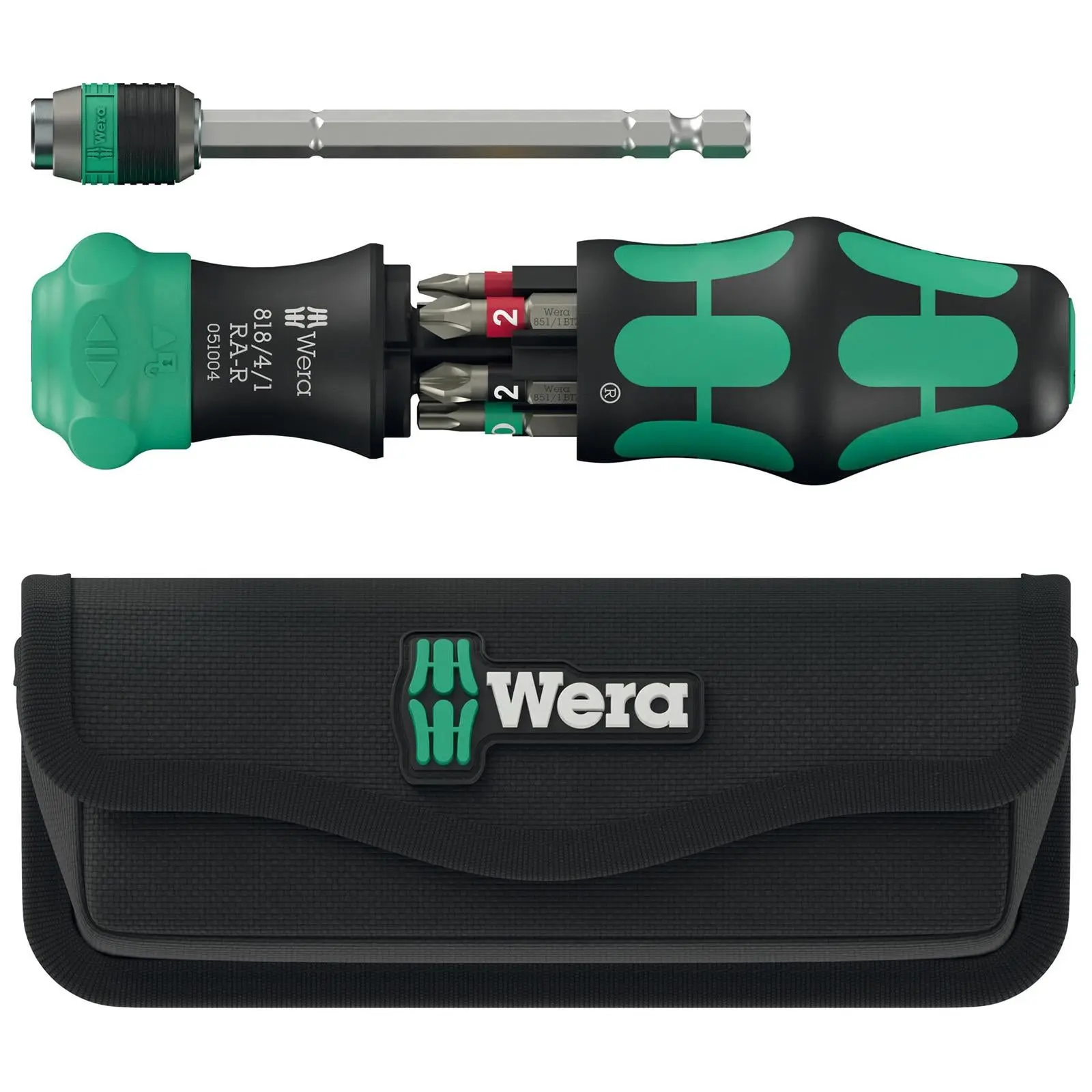 Wera Ratchet Screwdriver Set Kraftform Kompakt 20 RA-R with Pouch 6 Pieces PZ PH TX SL