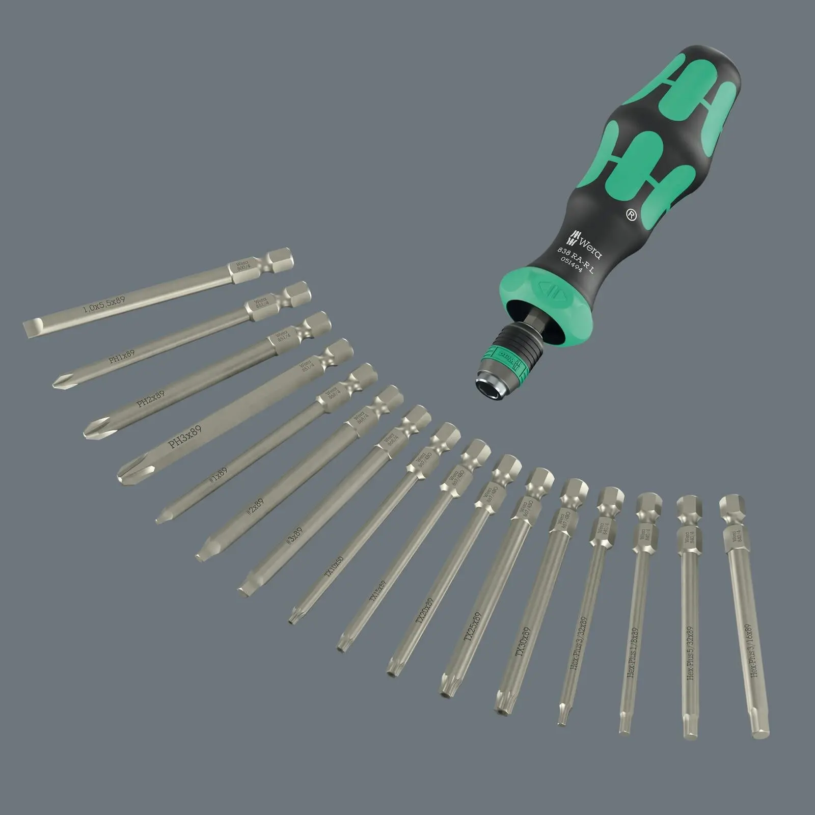 Wera Ratchet Screwdriver Set Kraftform Kompakt 60 RA-R Imperial 1 17 Pieces PH TX BO SL SQ Hex - Image 3