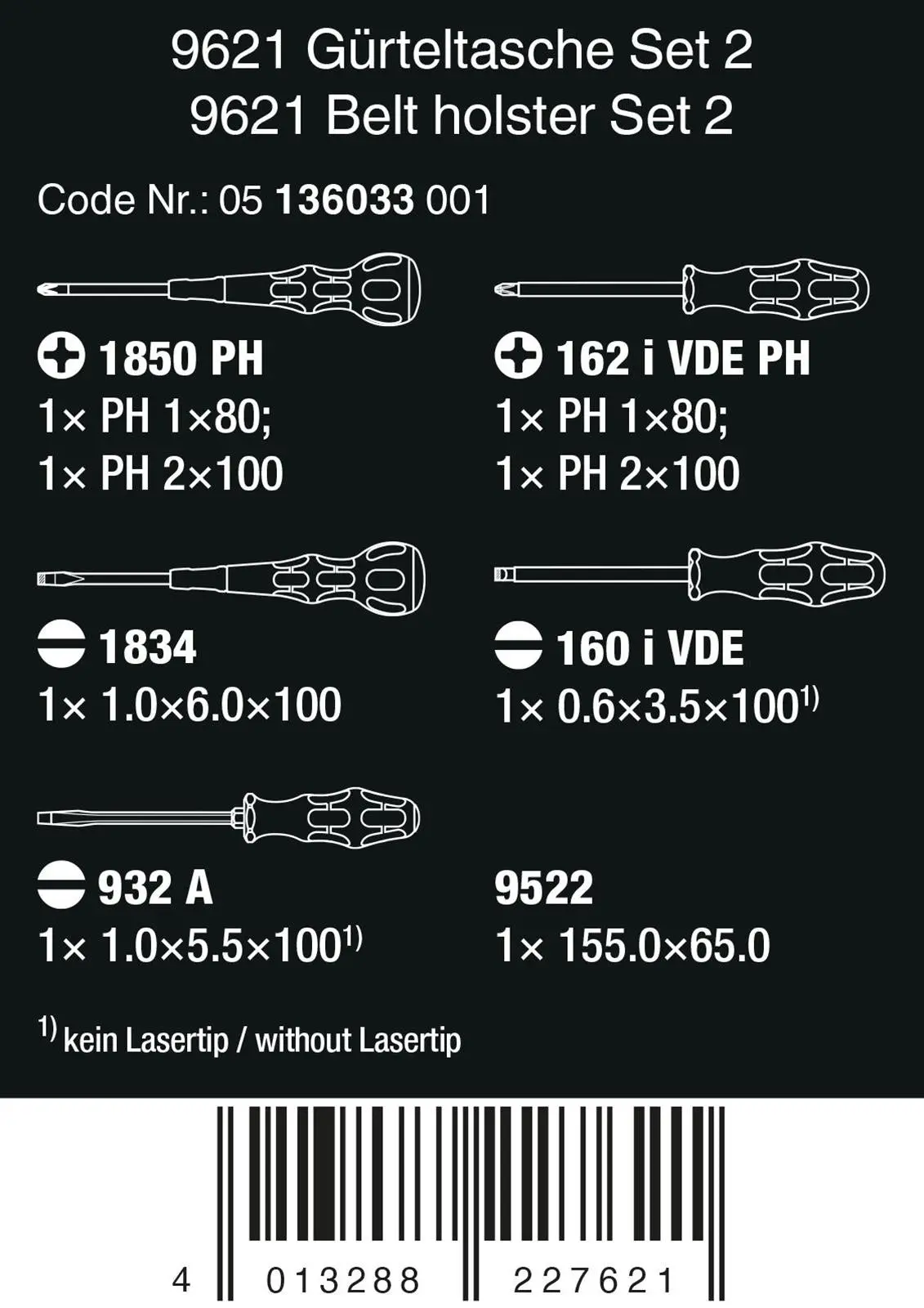 Wera Screwdriver Set 9621 Belt Holster Set 2 VDE Phillips Slotted Ball Grip 8 Pieces - Image 10
