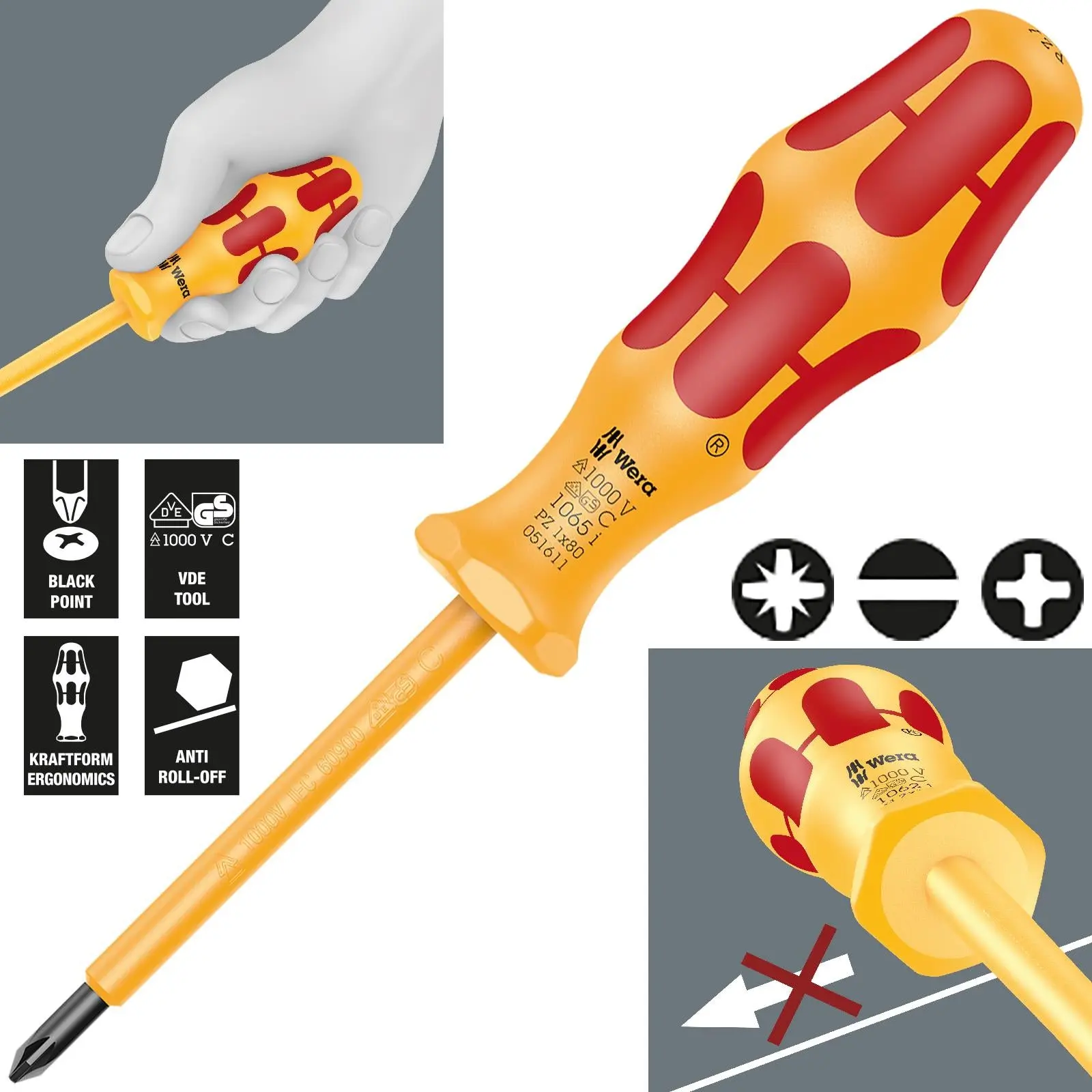 Wera Screwdriver VDE Insulated 1000V Kraftform 1000 Series Slotted Phillips Pozi - Image 17