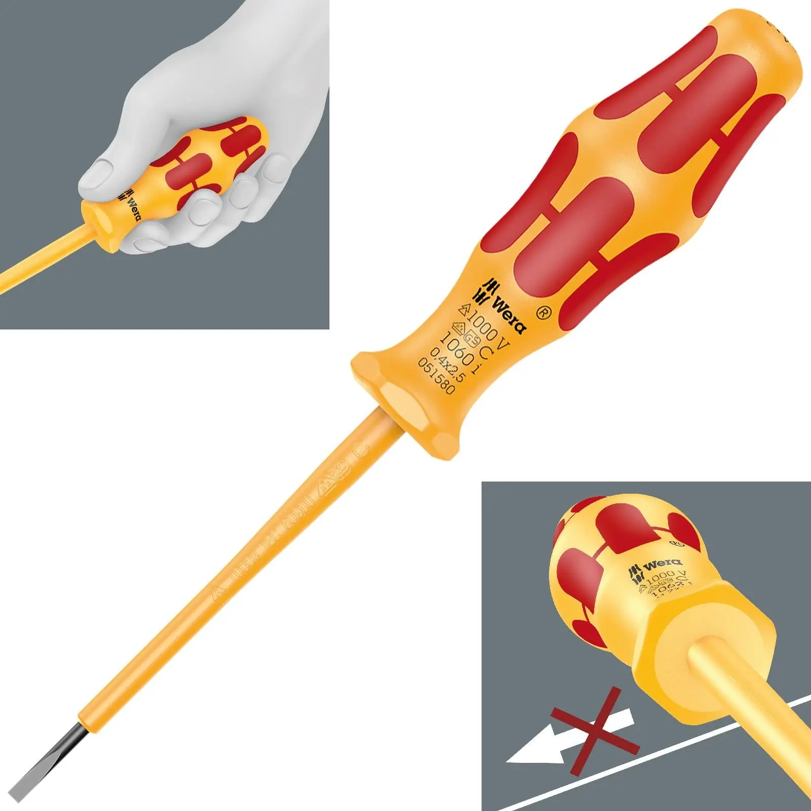 Wera Screwdriver VDE Insulated 1000V Kraftform 1000 Series Slotted Phillips Pozi - Image 5