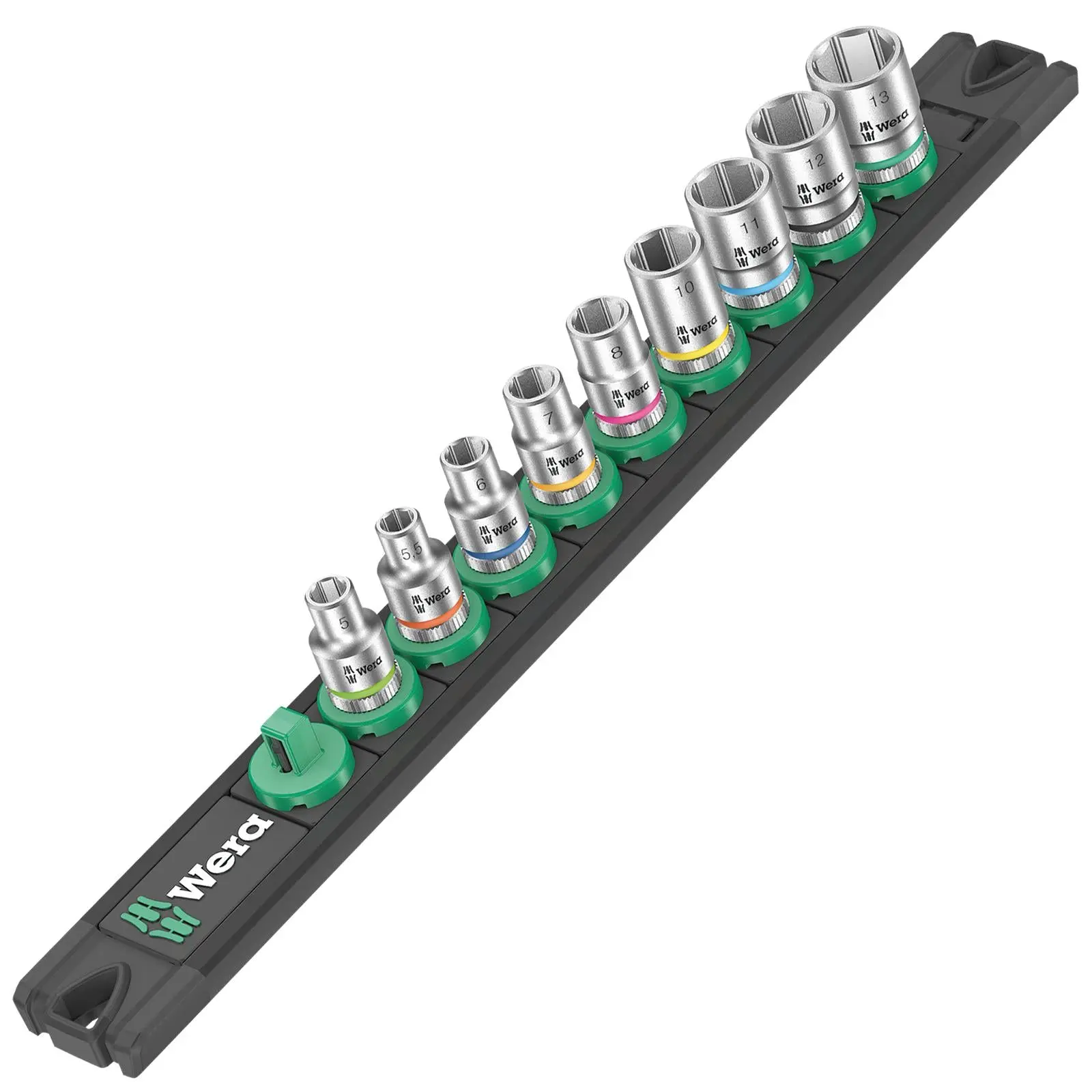 Wera Socket Set 1/4" Drive on Magnetic Socket Rail A 4 Zyklop 9 Pieces Metric 5-13mm - Image 2