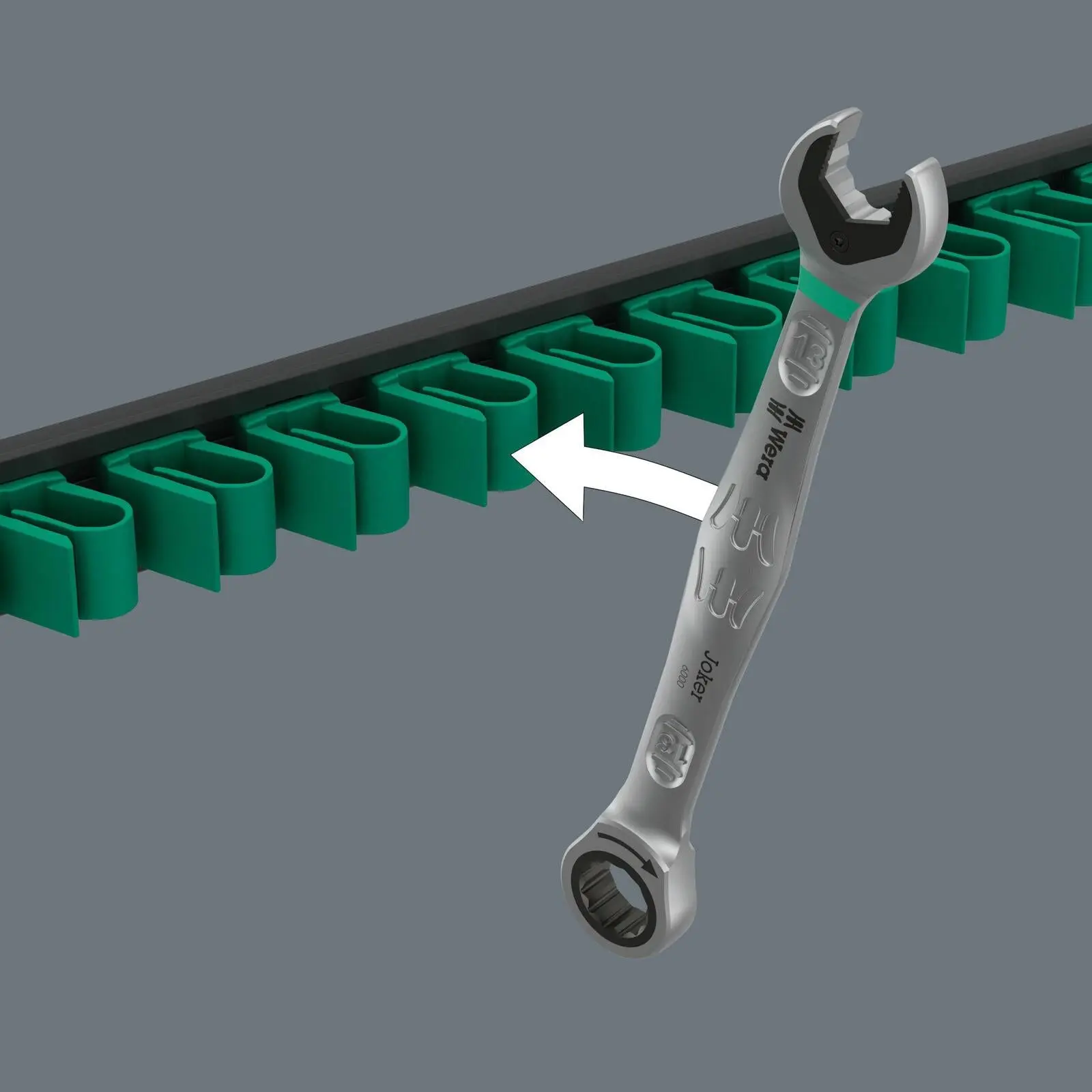 Wera Spanner Rack 9610 Joker Magnetic Rail 11 Spanner Capacity Empty 30 x 370mm - Image 2