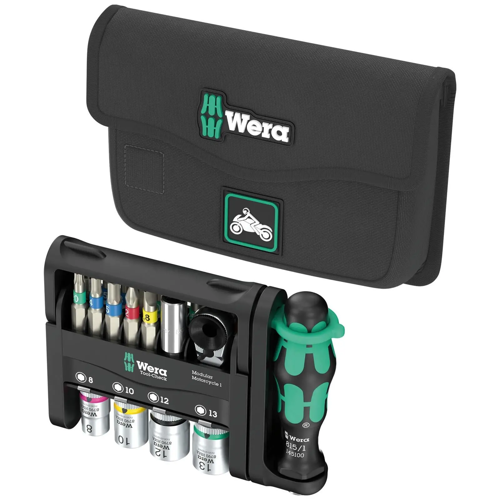 Wera Tool Check Modular Motorcycle 1 Screwdriver Bits and Socket Set 21 Pieces