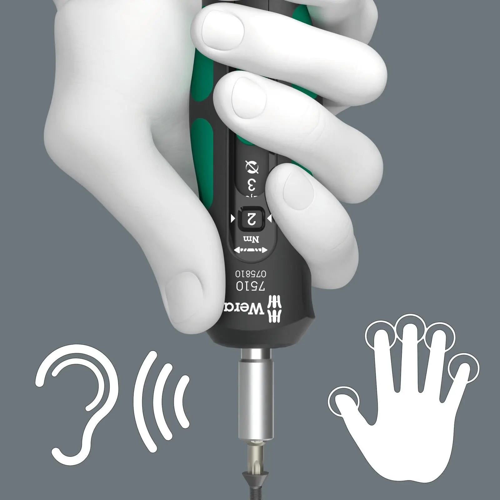 Wera Torque Wrench Screwdriver 1/4" Hex 7510 Kraftform Safe Torque Speed Torque 1-3 Nm - Image 6