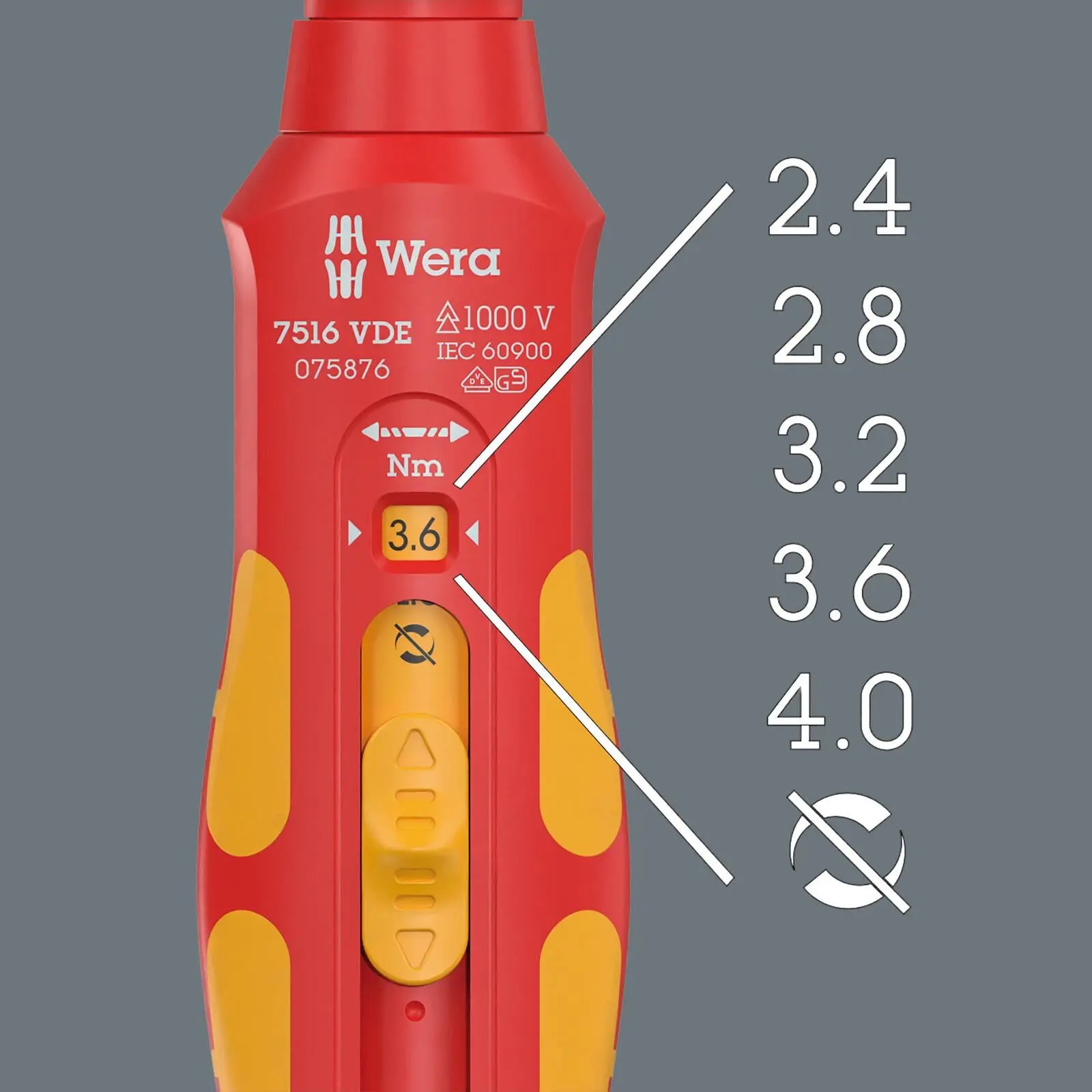 Wera VDE Safe Torque Screwdriver 2.4-4.0 Nm 7516 VDE Kraftform Speed Torque - Image 3