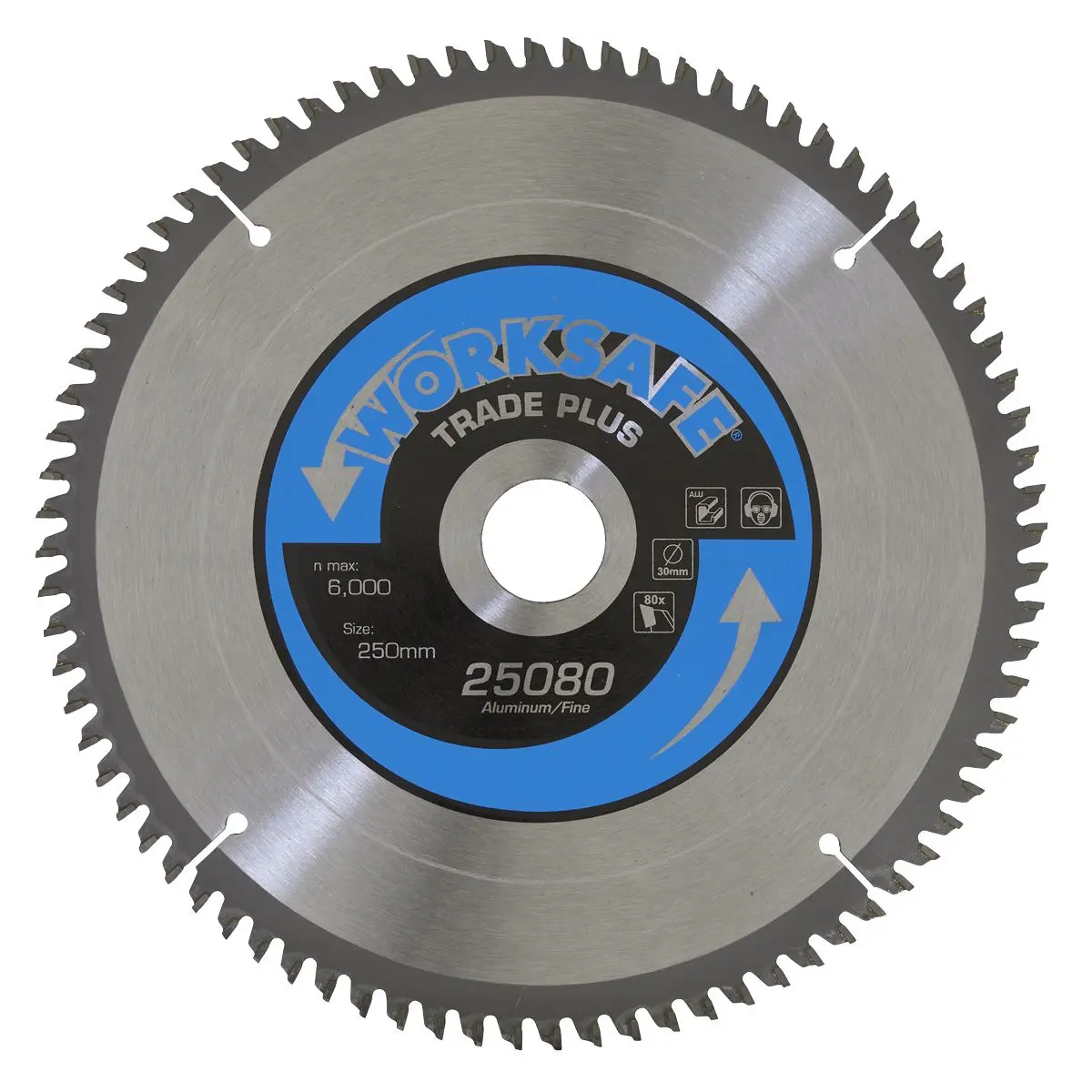 Worksafe by Sealey Aluminium Cutting TCT Saw Blade Ø250 x 30mm - 80tpu - Image 2