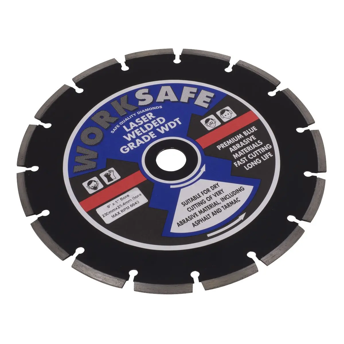 Worksafe by Sealey Asphalt/Tarmac Diamond Blade Ø230 x Ø22mm