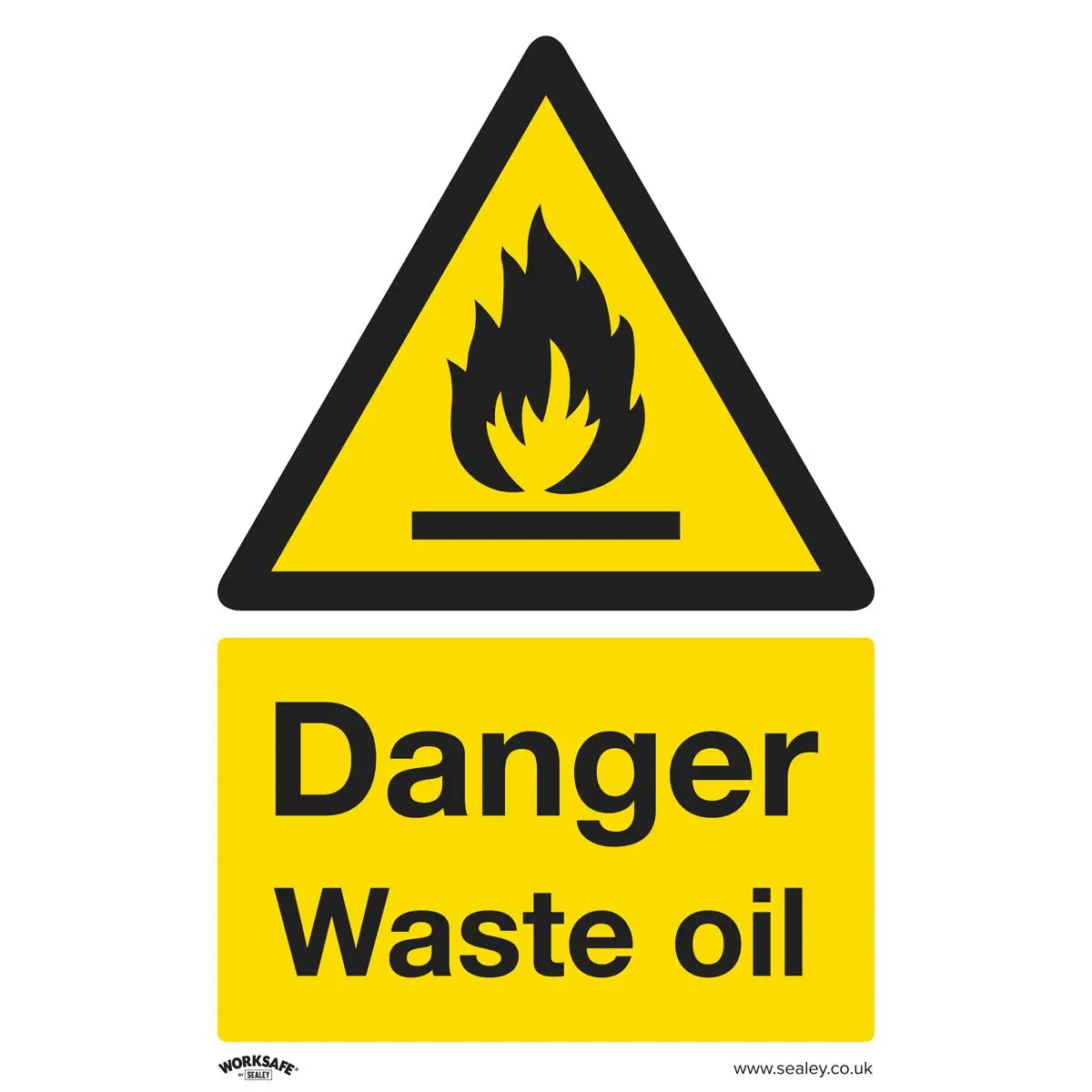 Worksafe by Sealey Danger Waste Oil Safety Sign - Self-Adhesive Vinyl