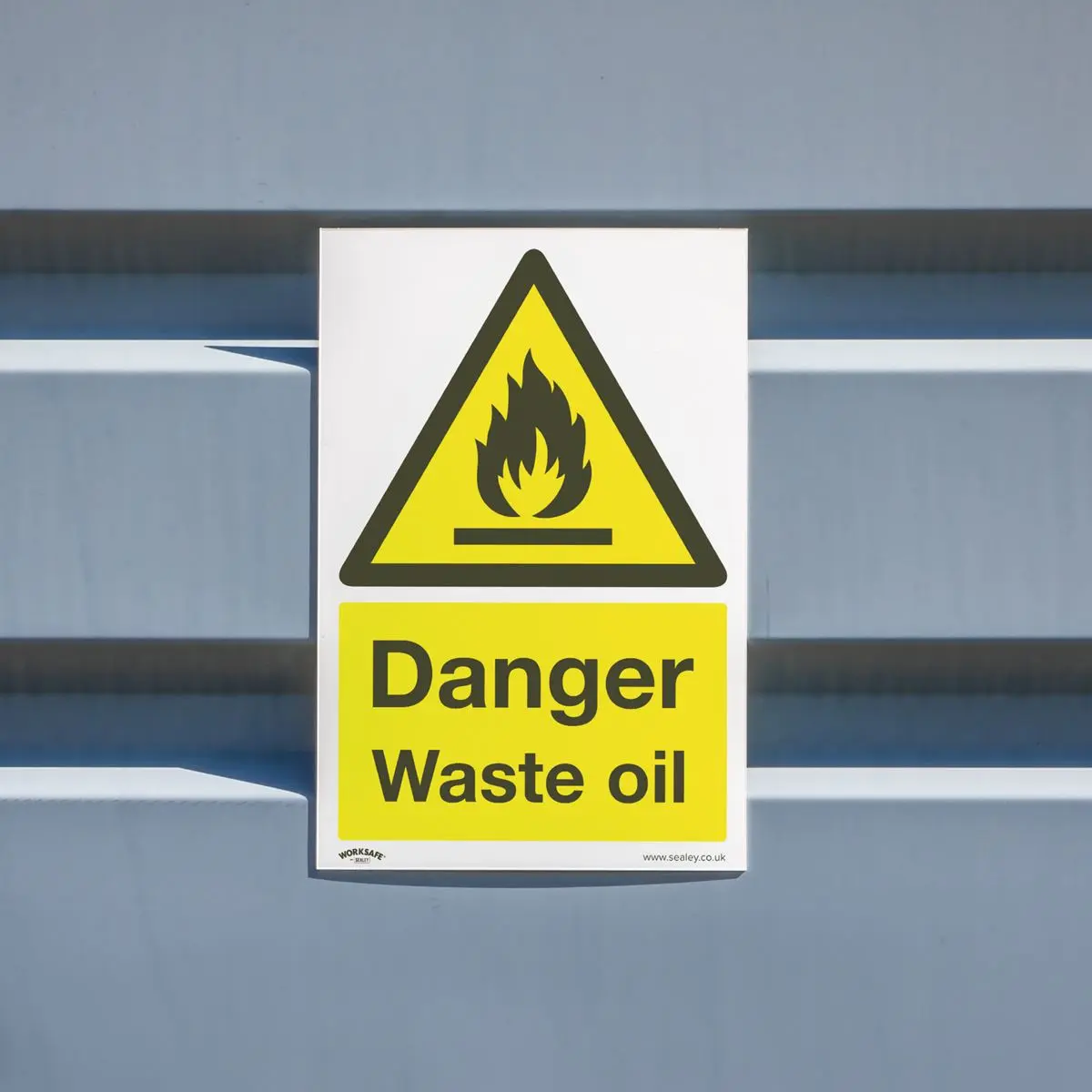 Worksafe by Sealey Danger Waste Oil Safety Sign - Self-Adhesive Vinyl - Image 4