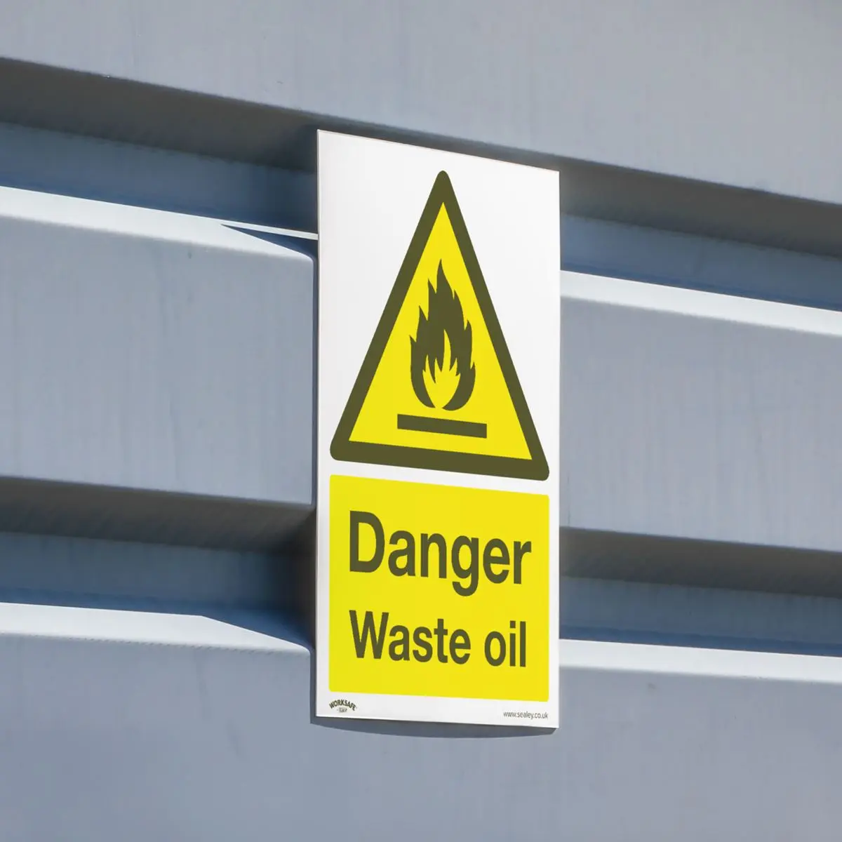 Worksafe by Sealey Danger Waste Oil Safety Sign - Self-Adhesive Vinyl - Image 5