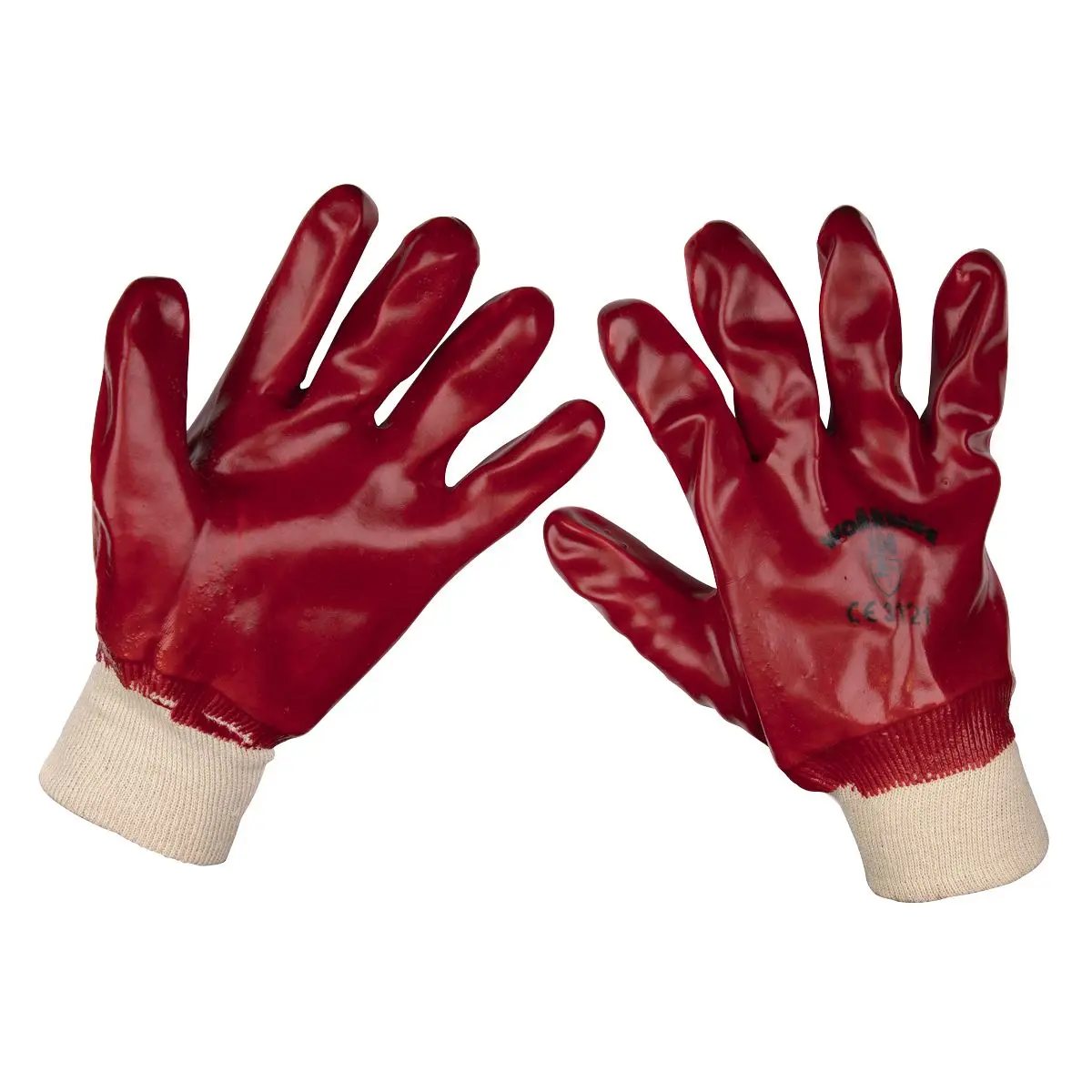 Worksafe by Sealey General-Purpose PVC Gloves Knitted Wrist (Large) - Pair