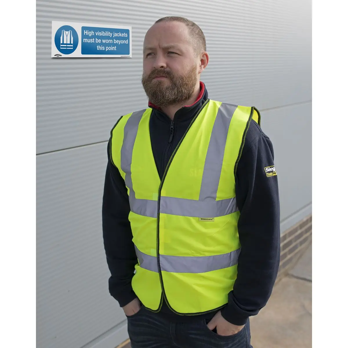 Worksafe by Sealey Mandatory Safety Sign - High Visibility Jackets Must Be Worn Beyond This Point - Self-Adhesive Vinyl - Image 2